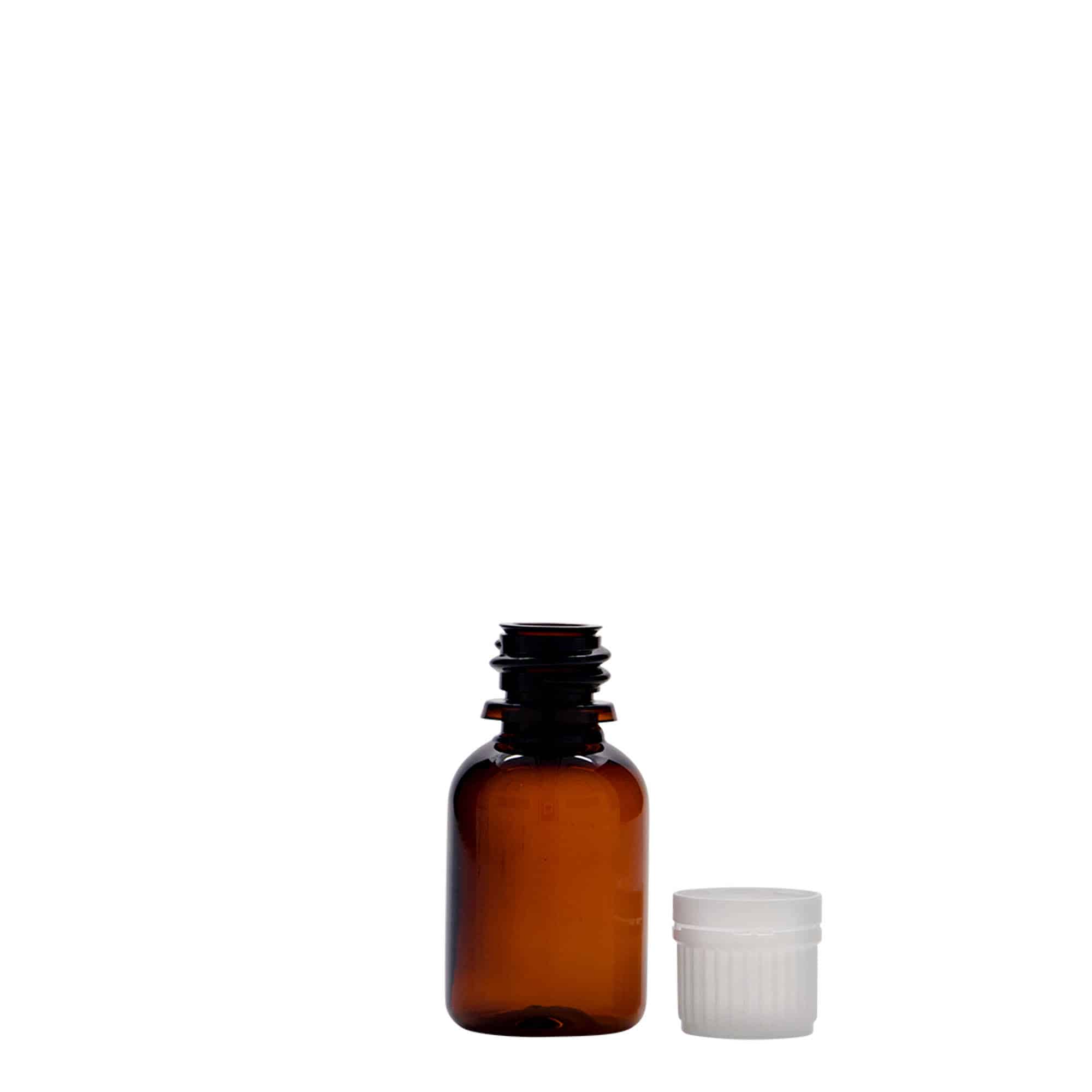 20 ml PET-medisinflaske "Easy Living", brun, plast, åpning: DIN 18