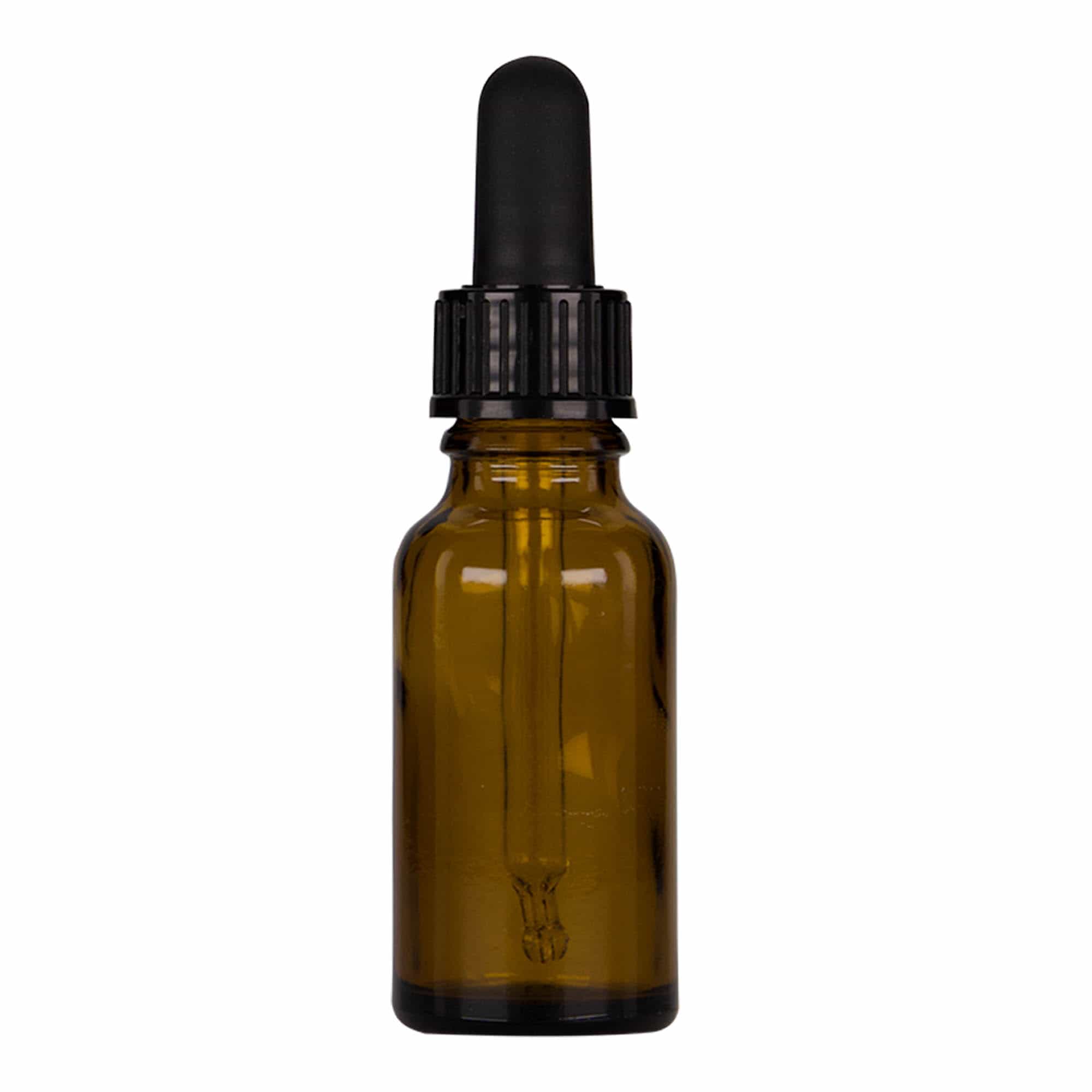 20 ml pipetteflaske medisin, glass, brun-svart, åpning: DIN 18