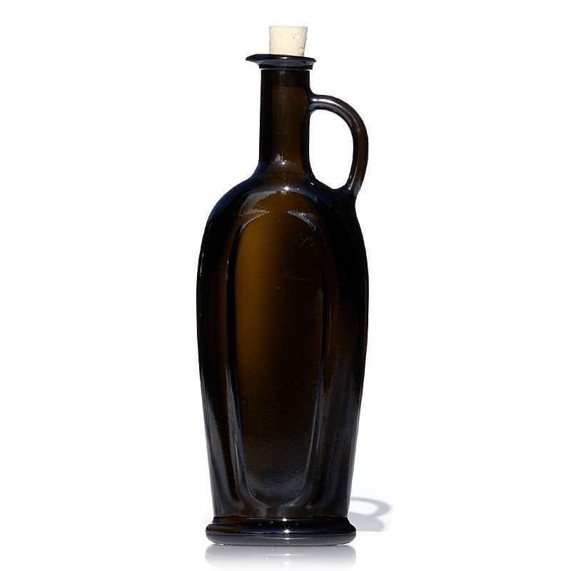 500 ml glassflaske "Eleganta", oval, antikkgrønn, åpning: Kork