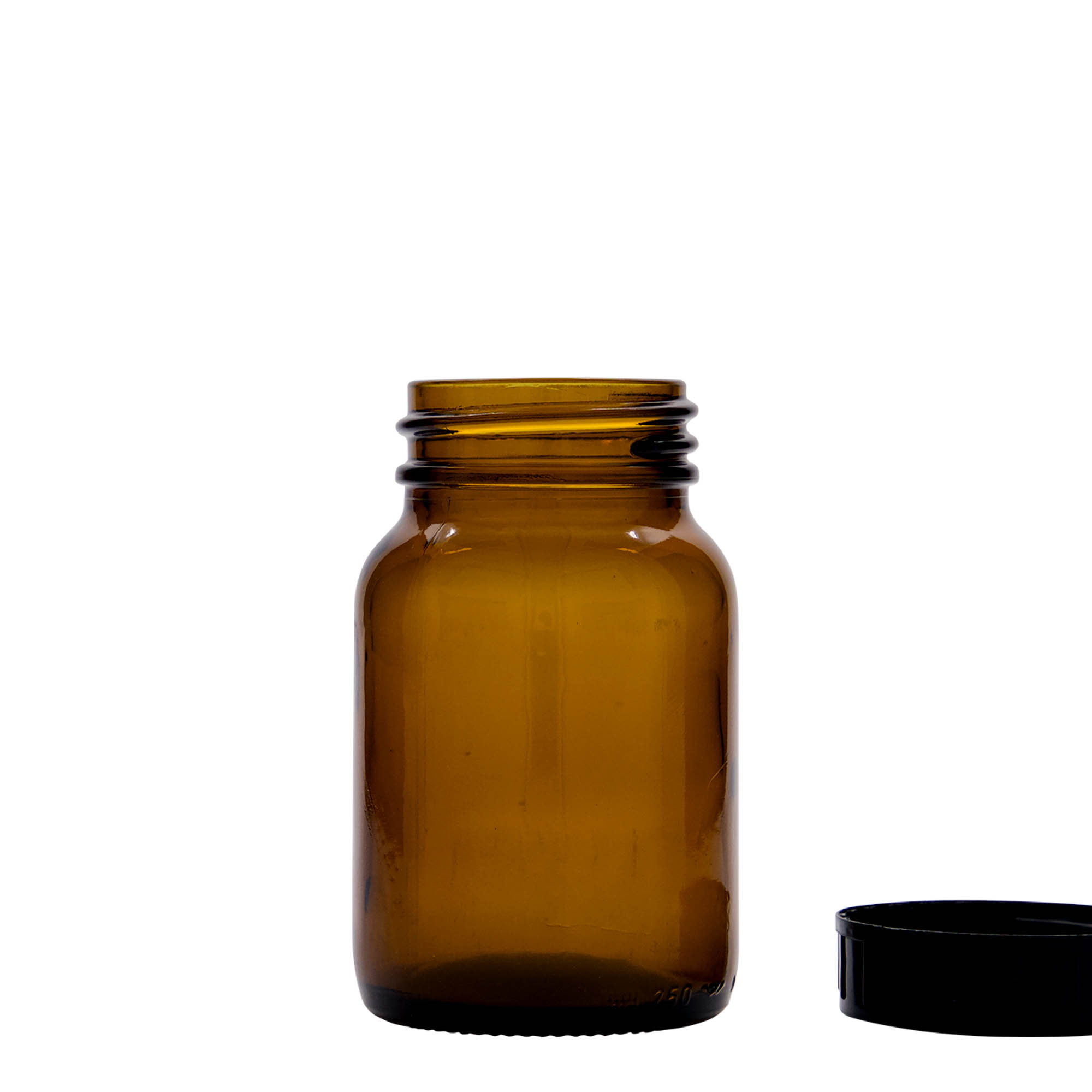 250 ml bredhalsglass, brunt, åpning: DIN 55