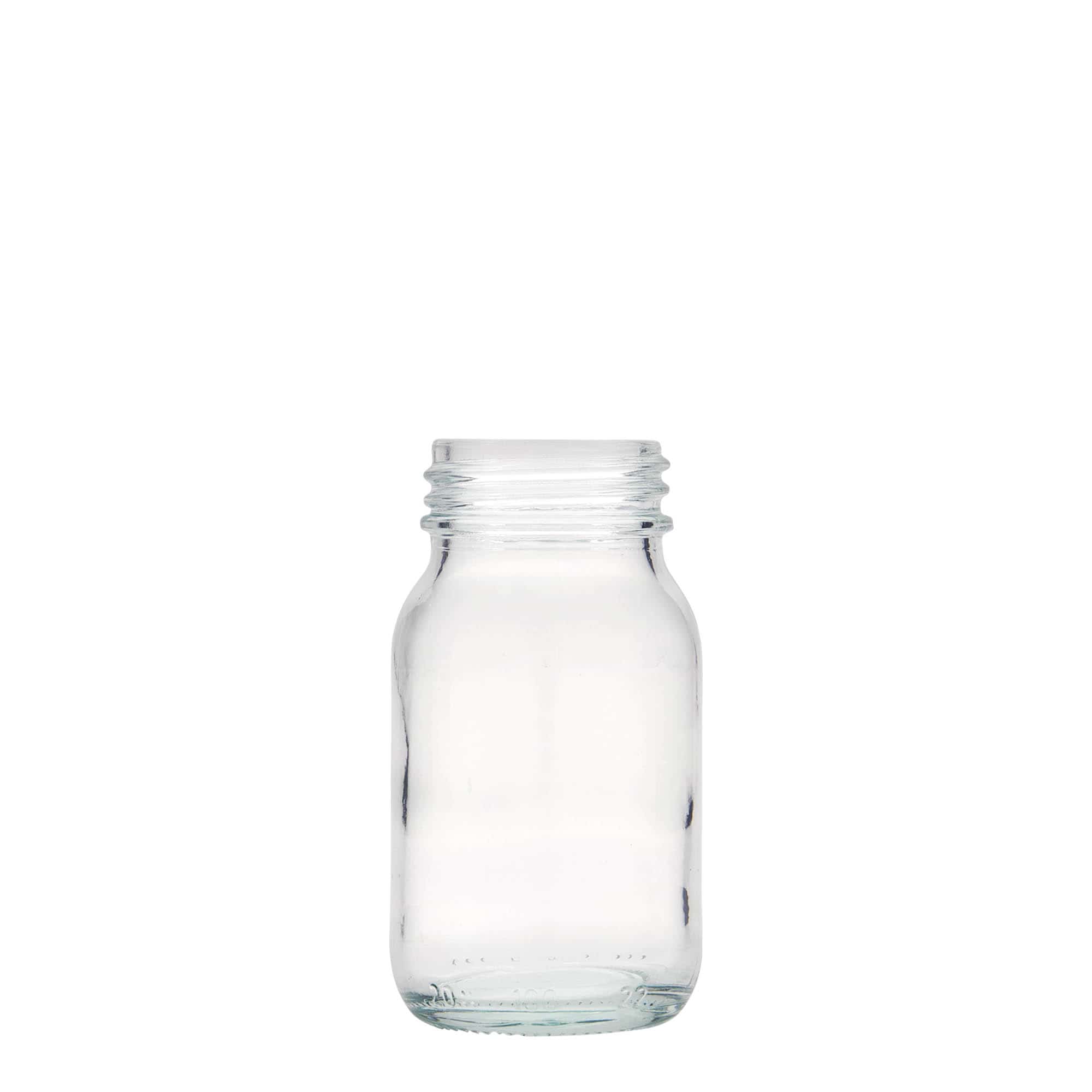 100 ml vid hals glass, åpning: DIN 40