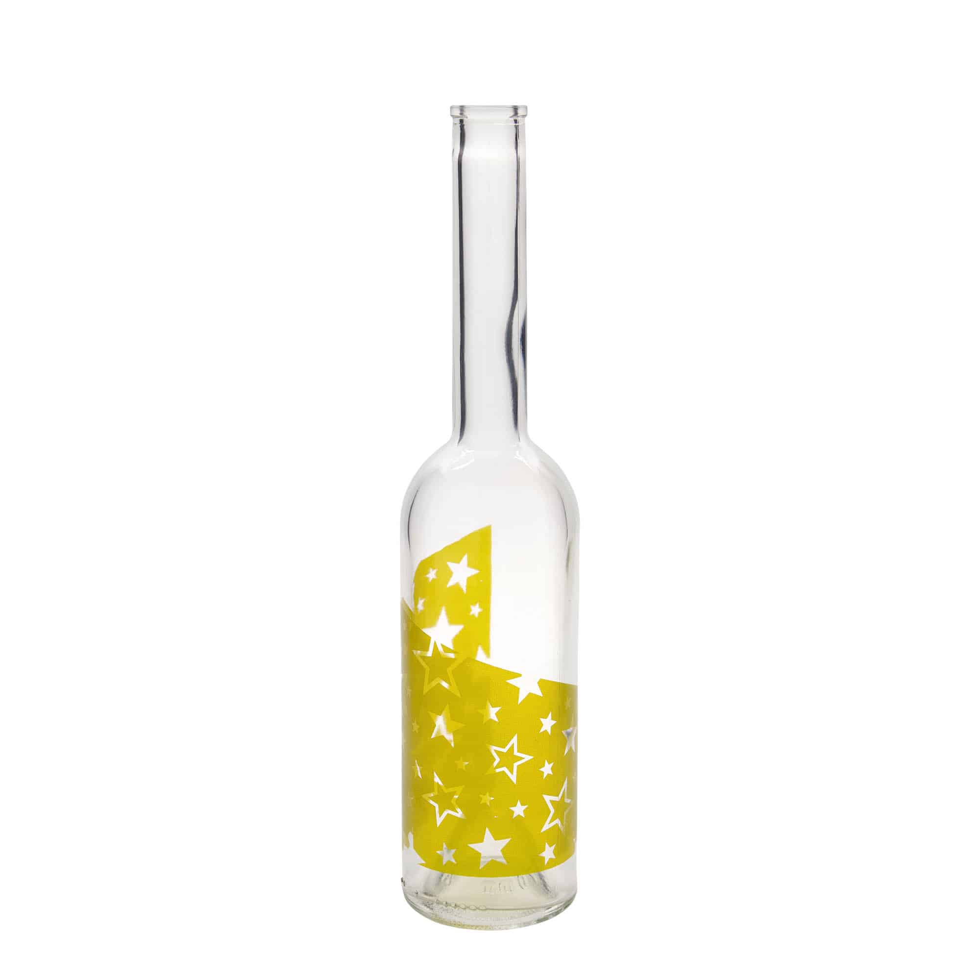 500 ml glassflaske 'Opera', motiv: gullstjerner, åpning: kork