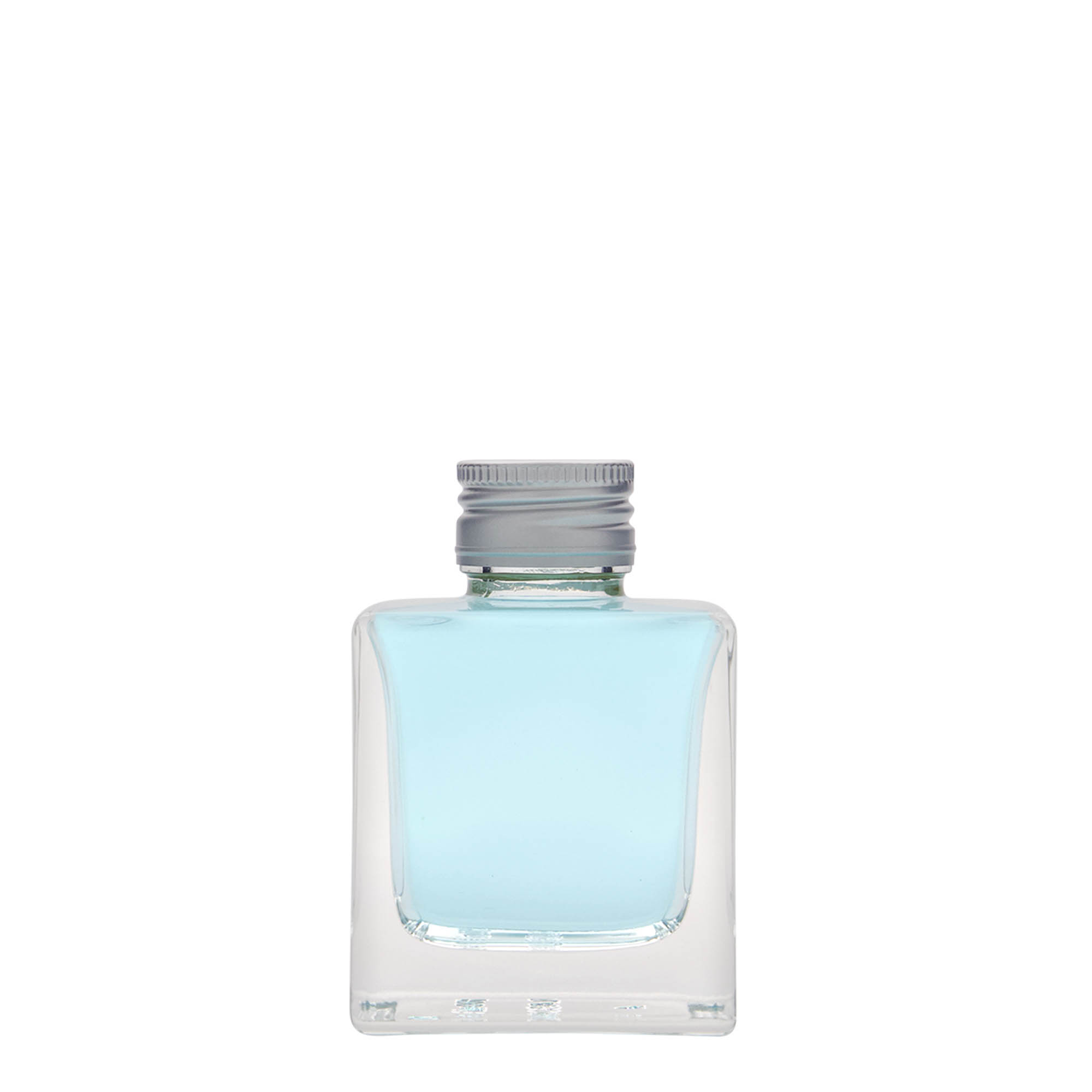 100 ml glassflaske 'Cube', firkantet, åpning: PP 28