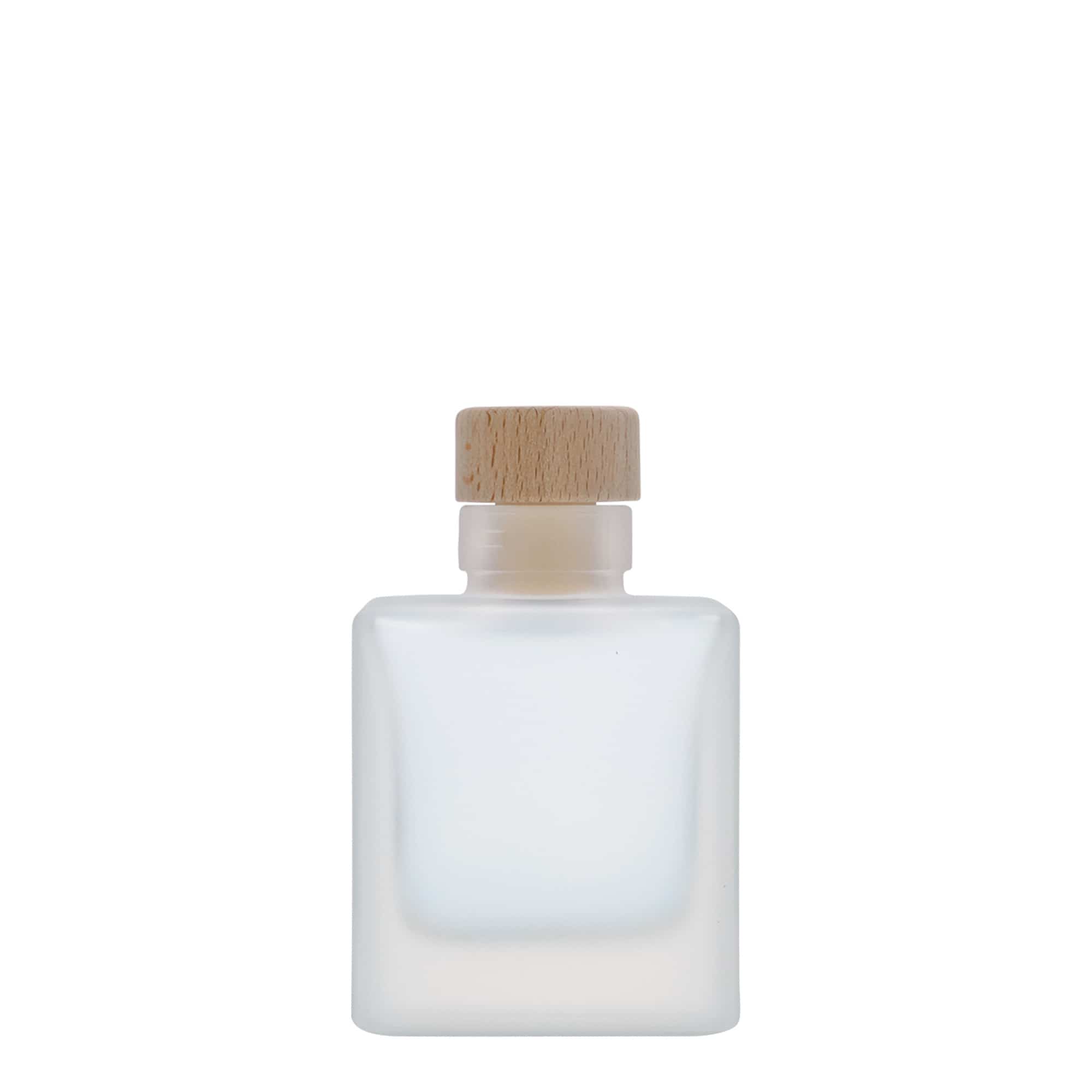 100 ml glassflaske "Cube", kvadratisk, iset, åpning: Kork