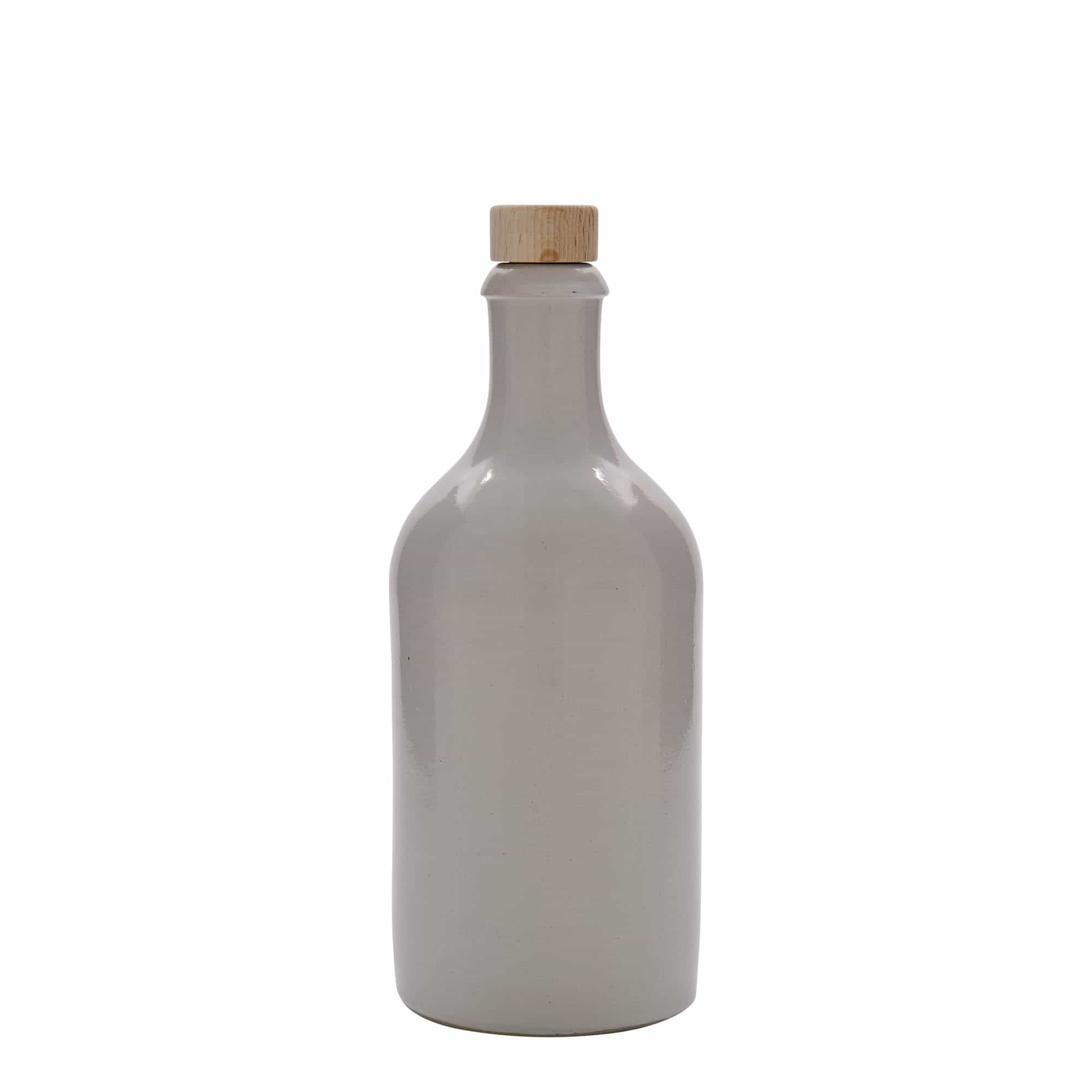 500 ml leirkrus, steintøy, hvit, åpning: Kork