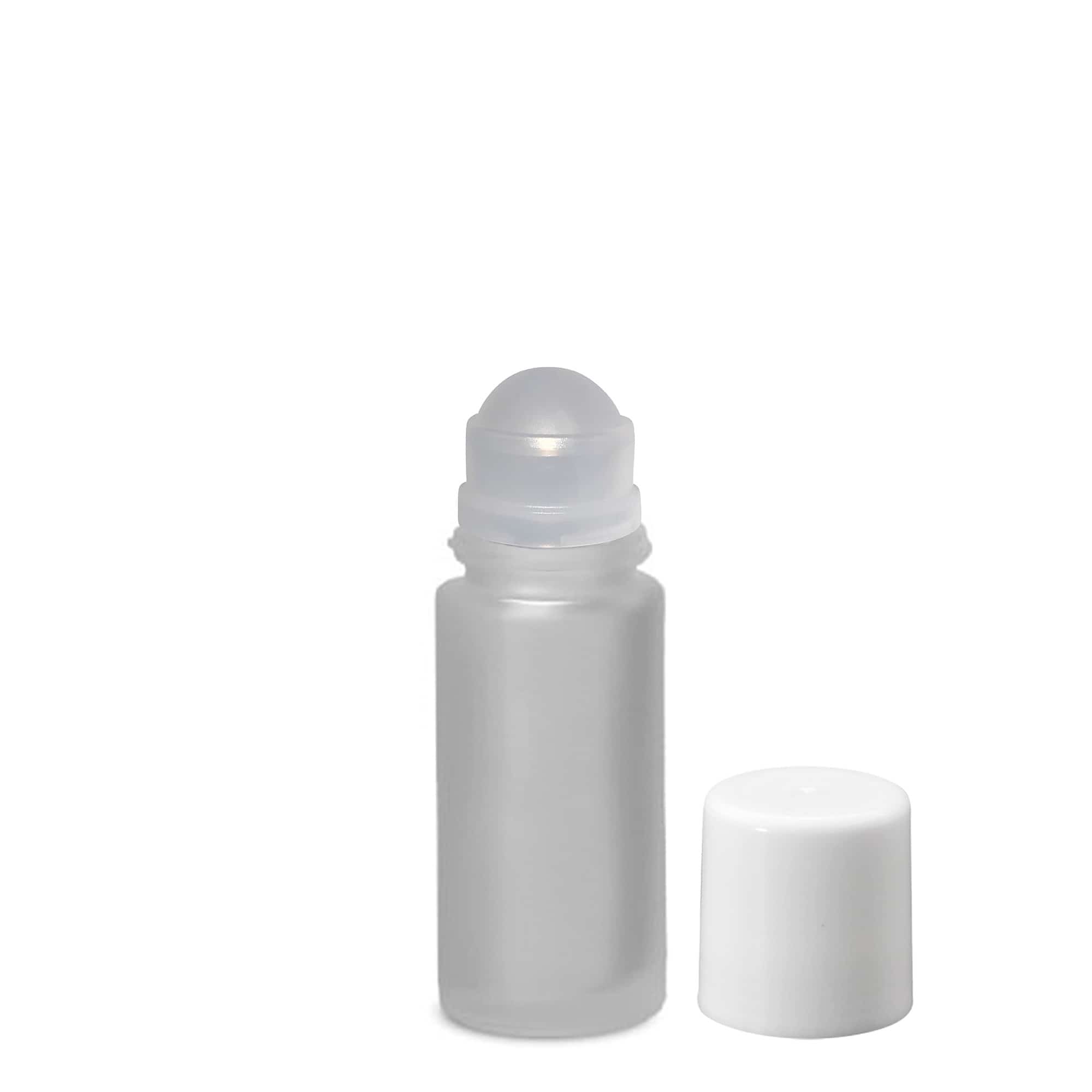 50 ml roll-on-flaske, glass, frostet, åpning: skrukork