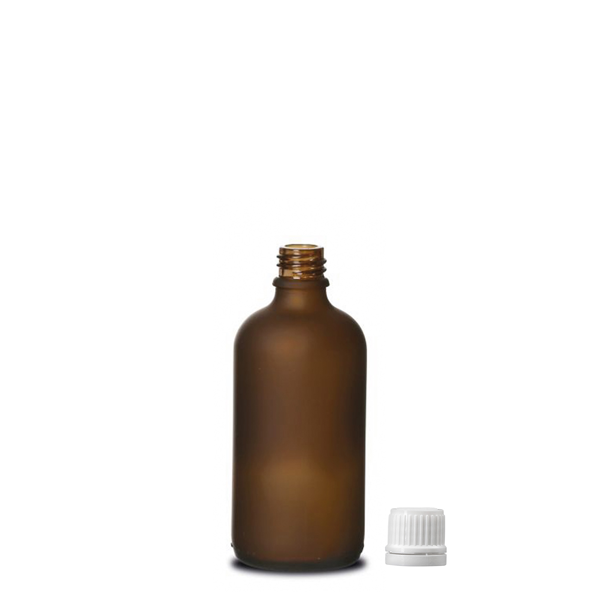 100 ml medisinsk flaske, glass, brunt frostet, åpning: DIN 18