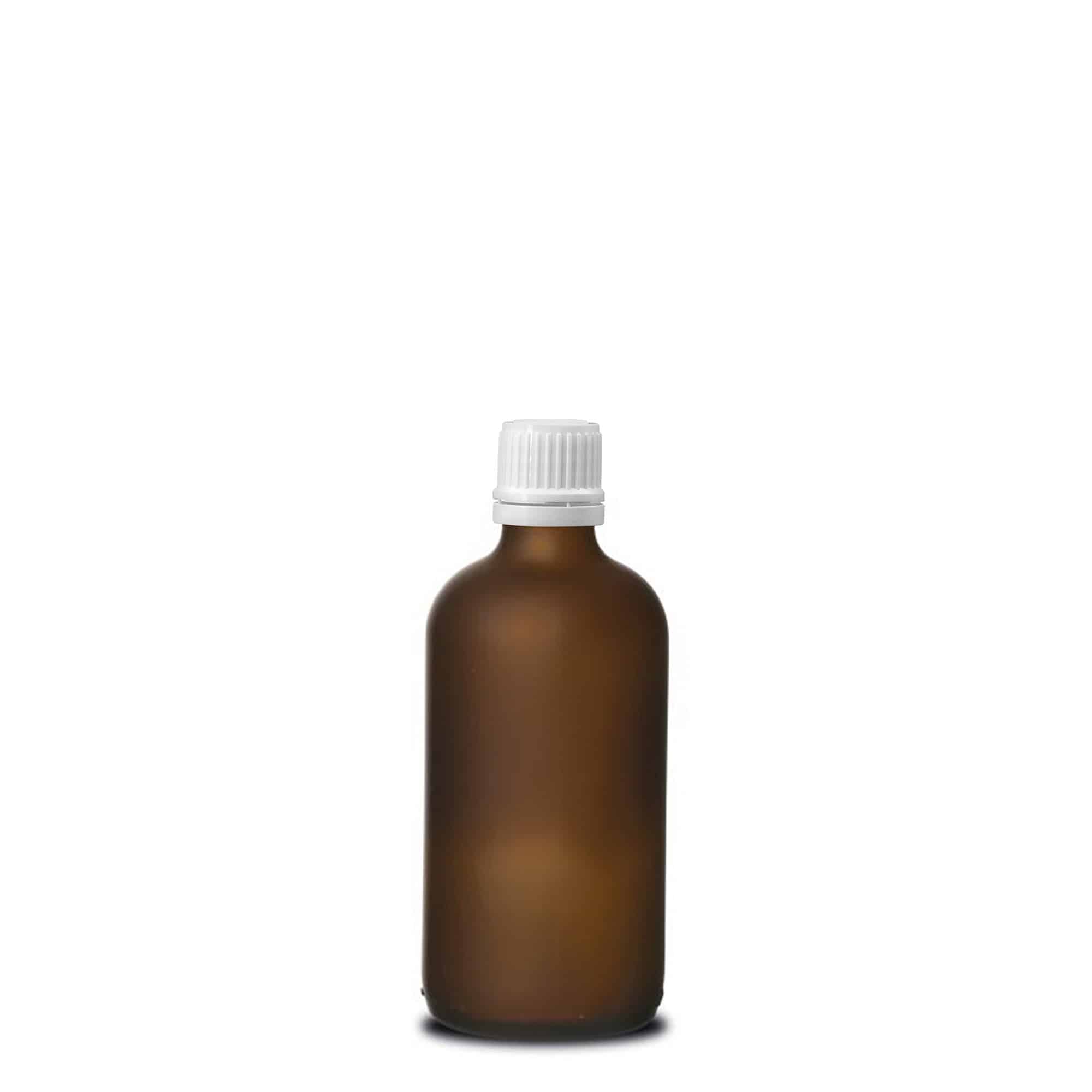 100 ml medisinsk flaske, glass, brunt frostet, åpning: DIN 18