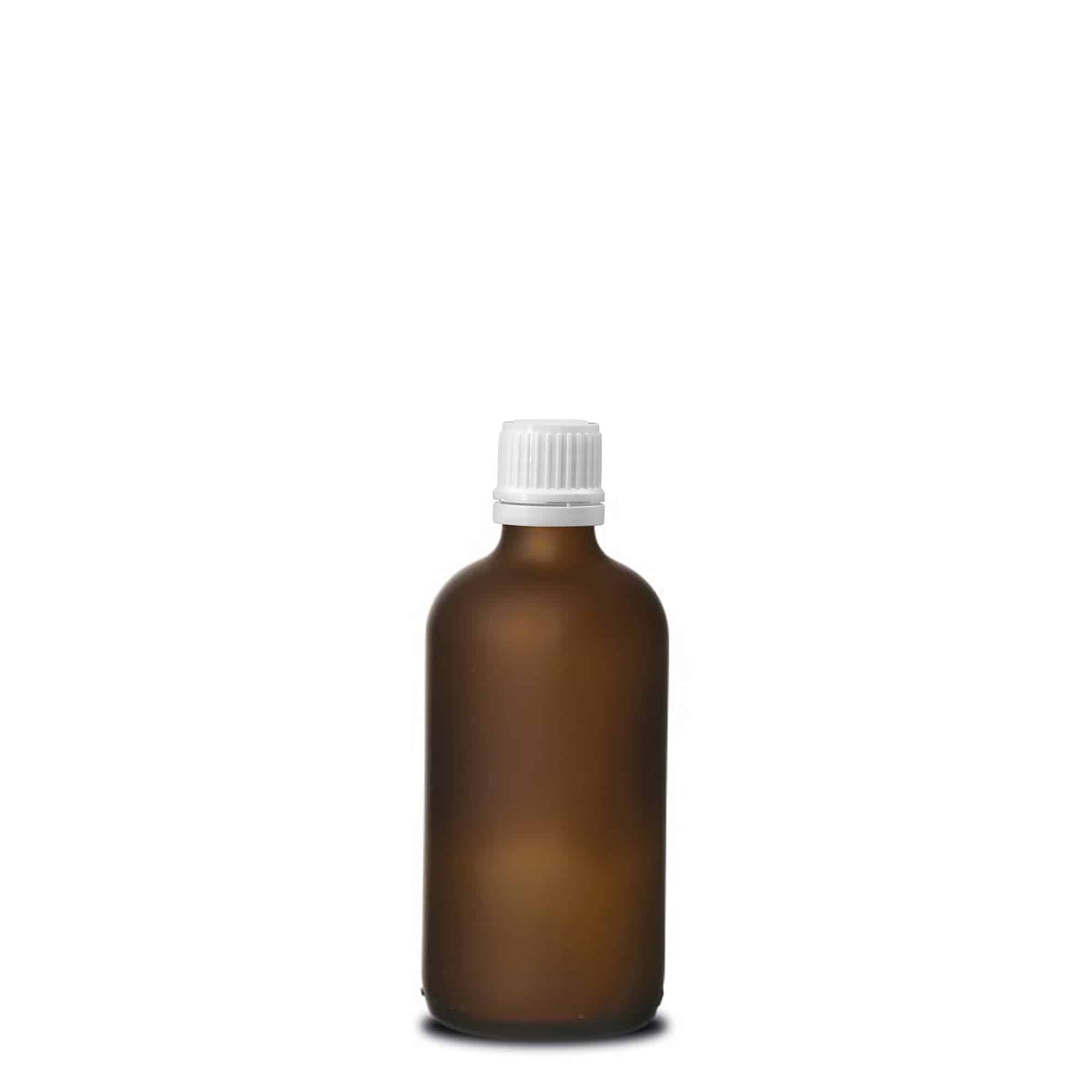 100 ml medisinsk flaske, glass, brunt frostet, åpning: DIN 18