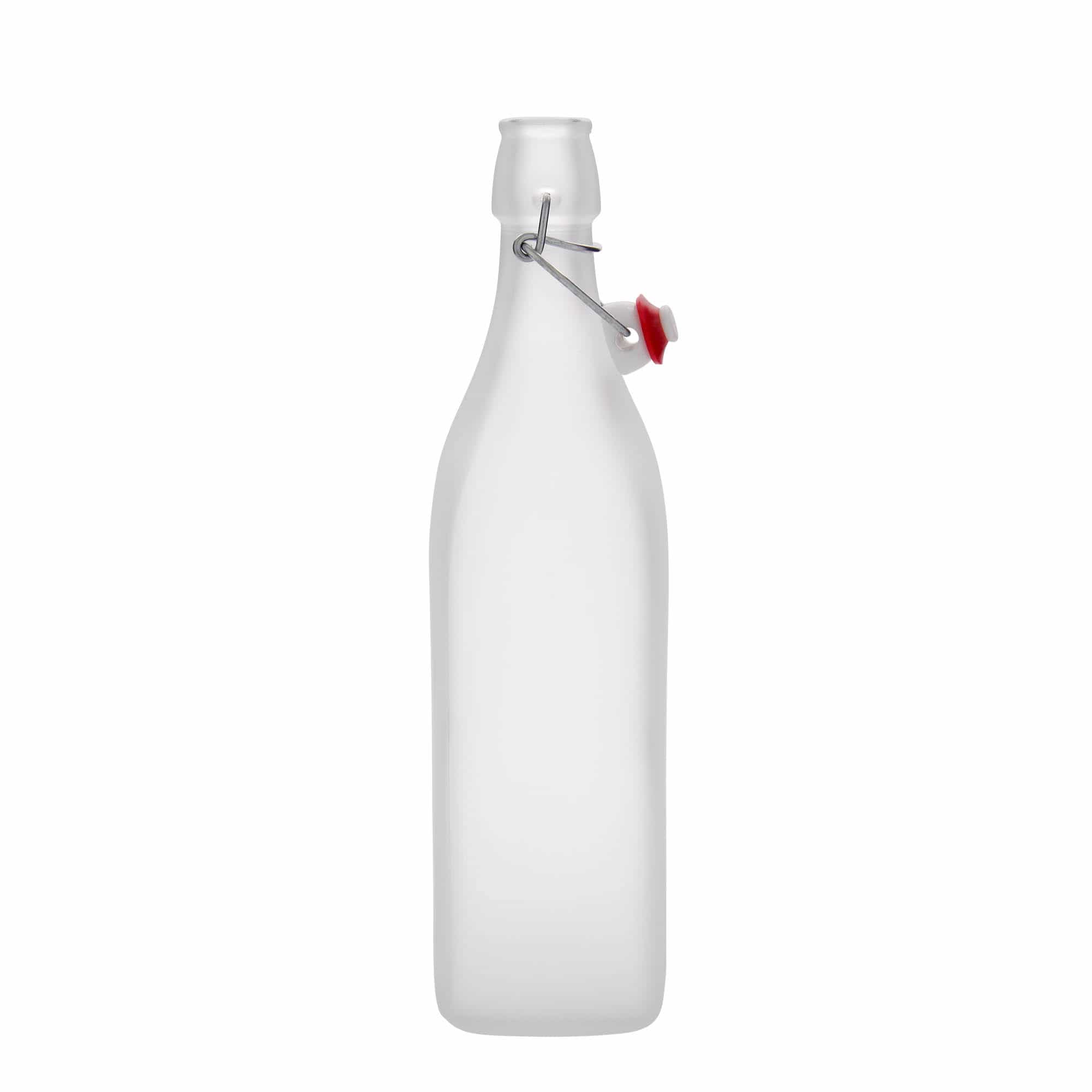 1000 ml glassflaske "Swing, kvadratisk, hvit, åpning: Bøylelokk