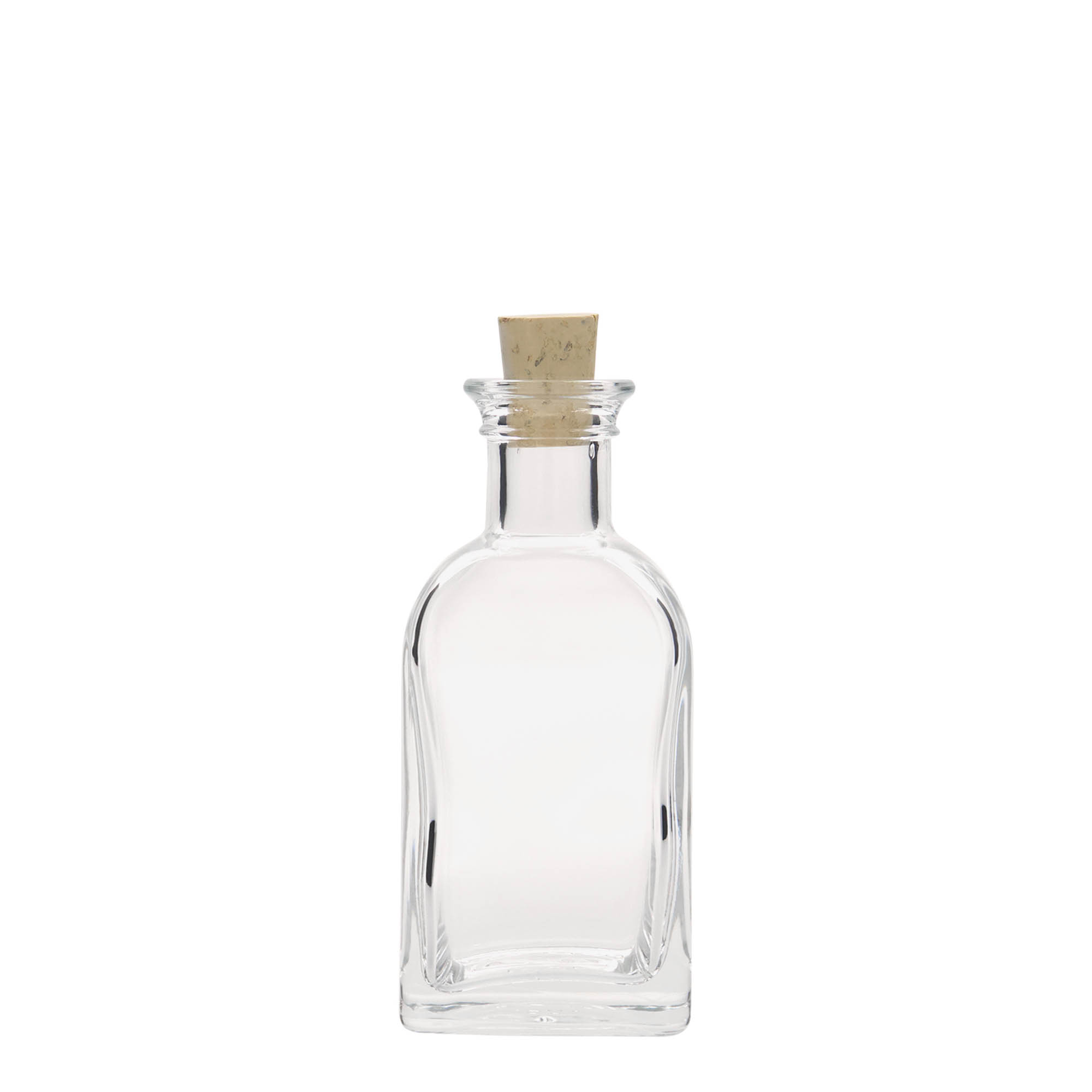 100 ml glassflaske Apoteker Carré, firkantet, åpning: kork