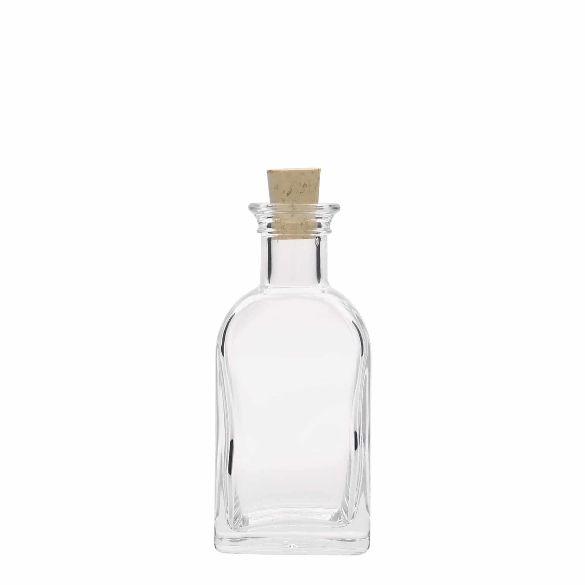 100 ml glassflaske Apoteker Carré, firkantet, åpning: kork