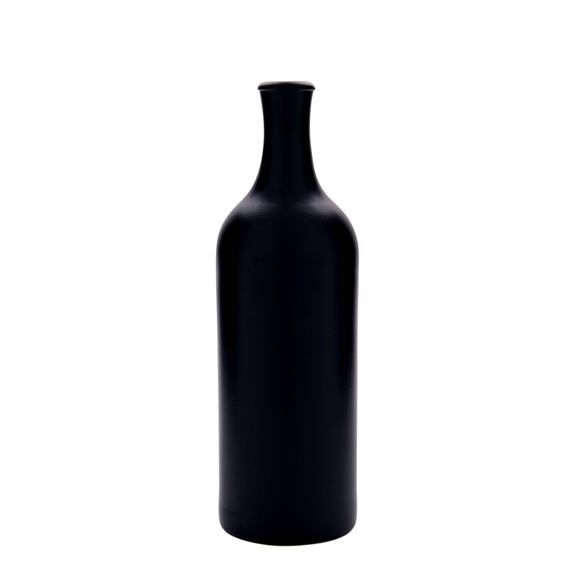 750 ml langhals tonnekaraffel, steingods, svart, munnstykke: kork