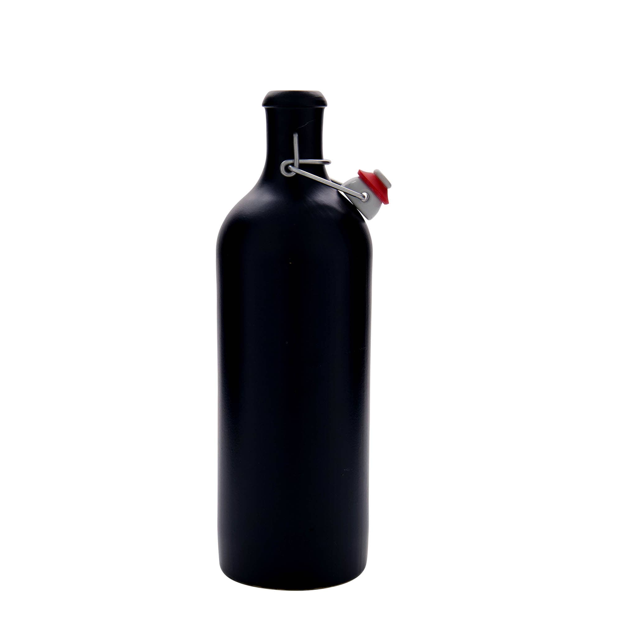 750 ml tonkrukke, steingods, svart, åpning: patentlokk