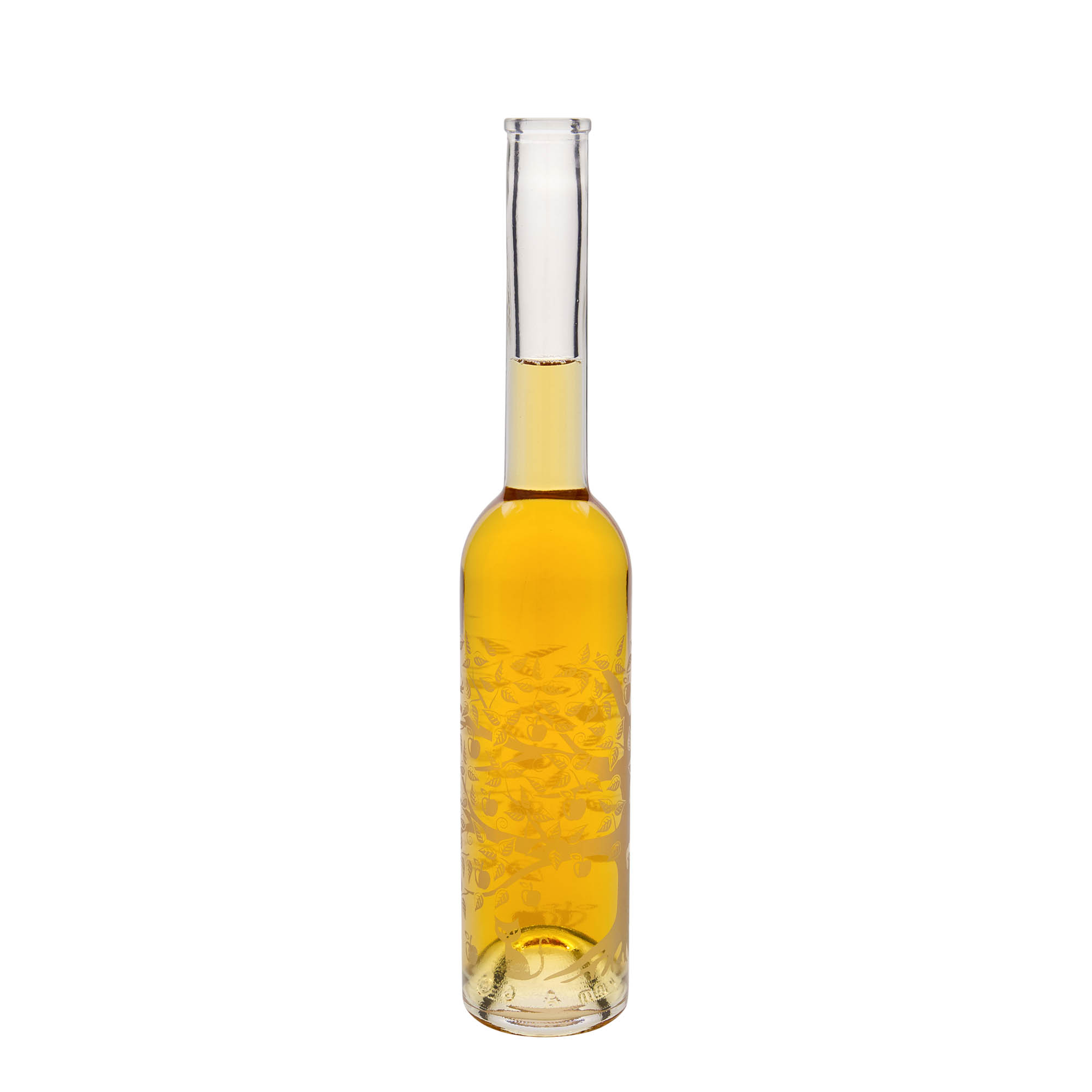 350 ml glassflaske 'Opera', motiv: epletre, åpning: kork