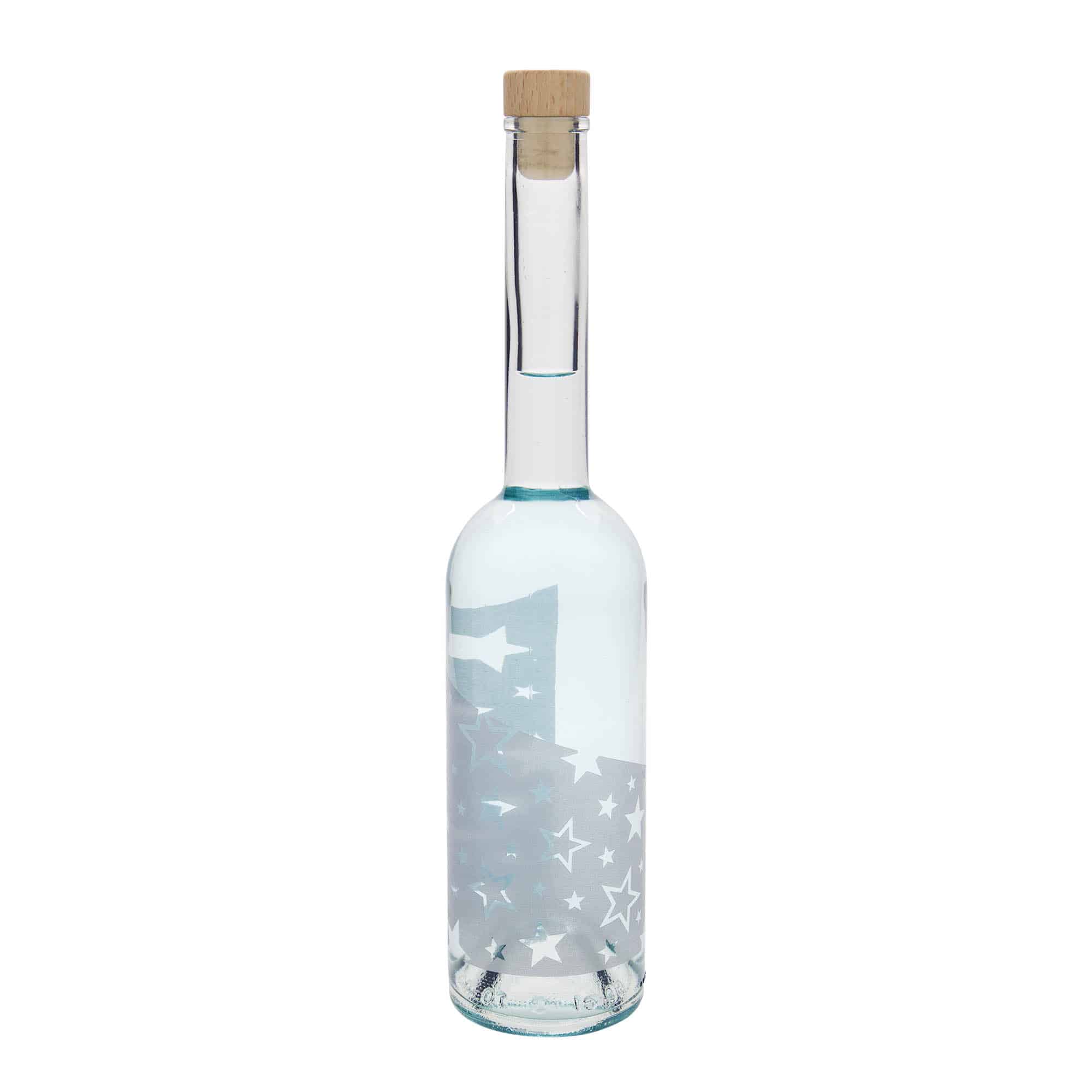 500 ml glassflaske "Opera", motiv: Sølvstjerne, åpning: Kork