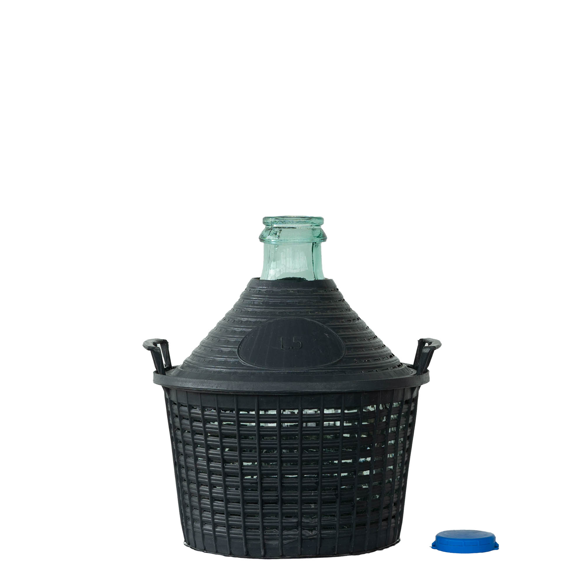 5 l ballongflaske med smal hals, glass, åpning: påleggslokk