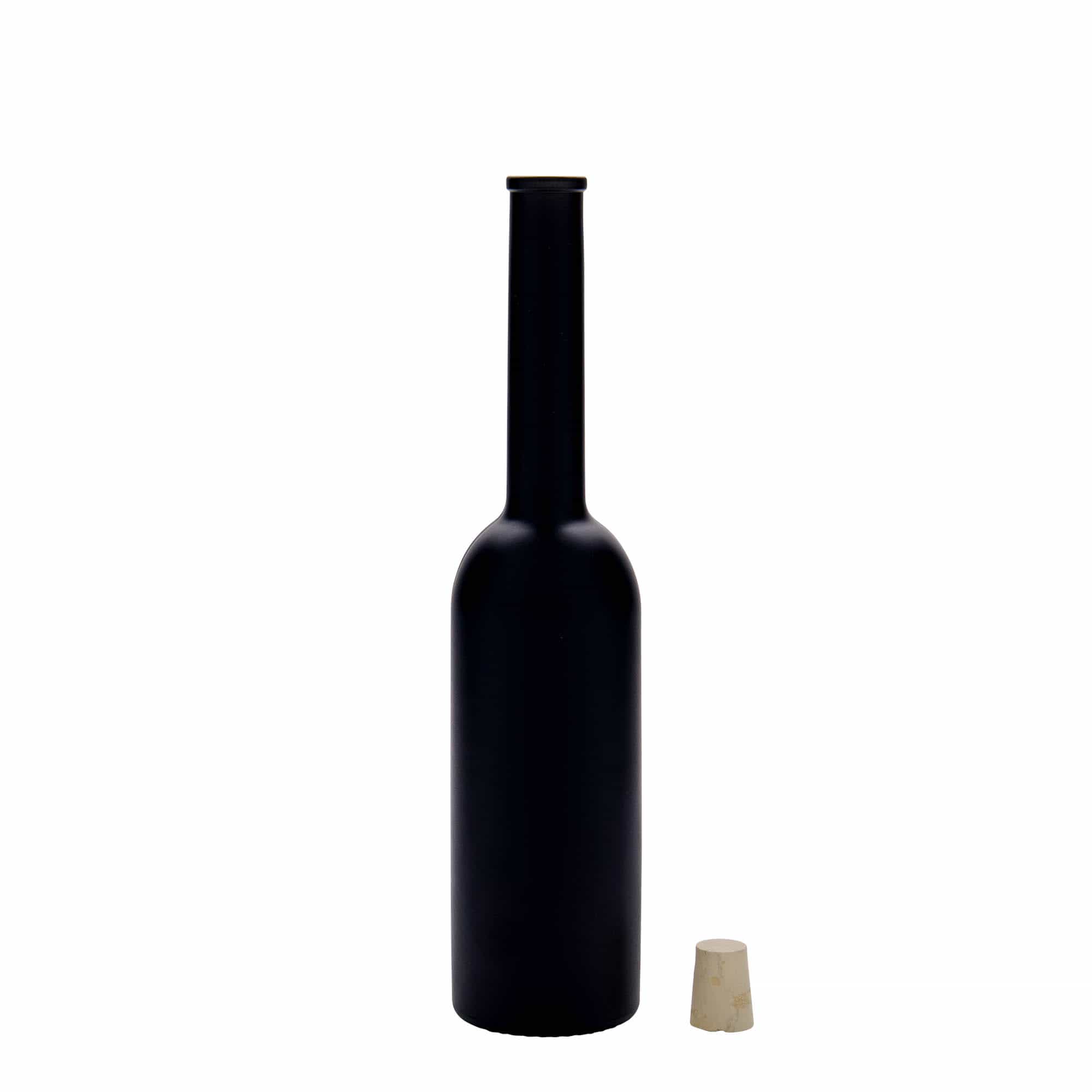 200 ml glassflaske 'Opera', svart, åpning: kork