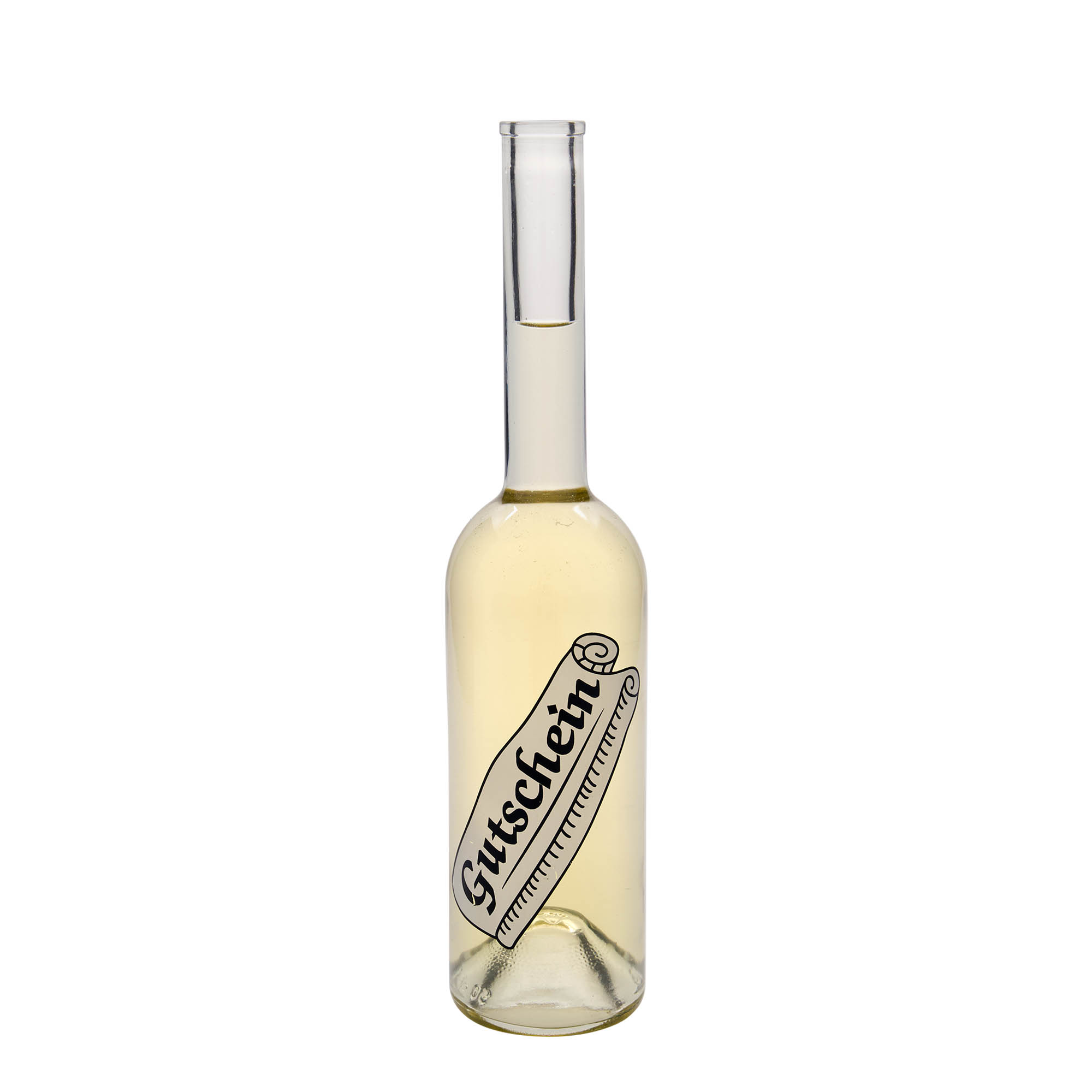 500 ml glassflaske 'Opera', motiv: gavekort, åpning: kork