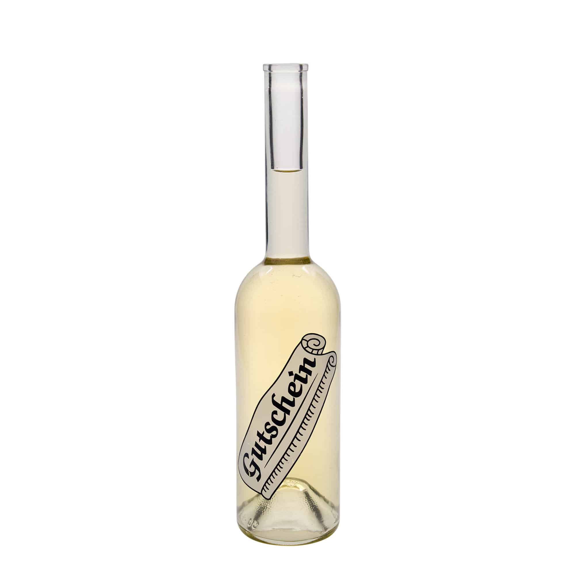 500 ml glassflaske 'Opera', motiv: gavekort, åpning: kork