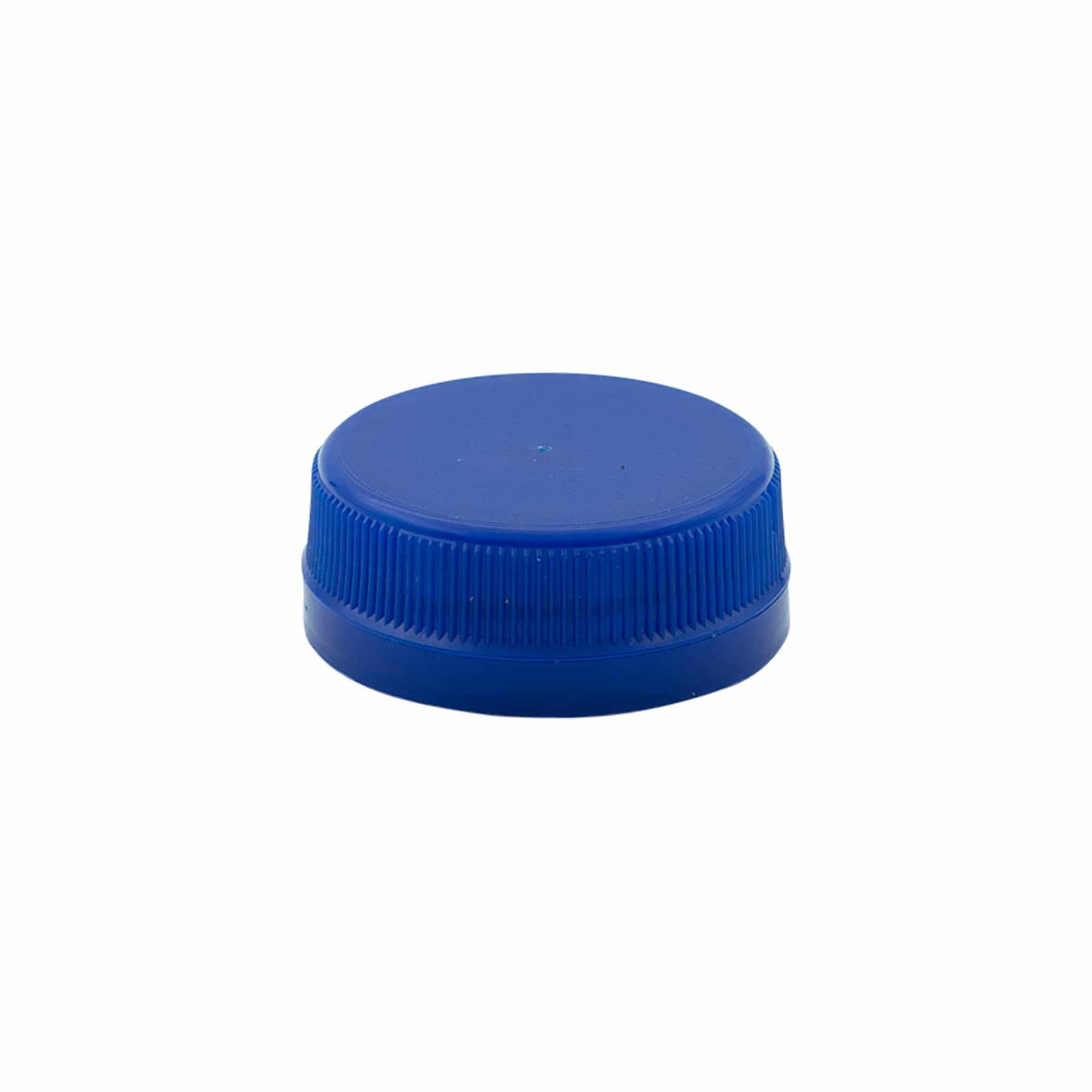 Skrulokk med to gjenger, PE-plast, blå, for åpning: PET 38 mm