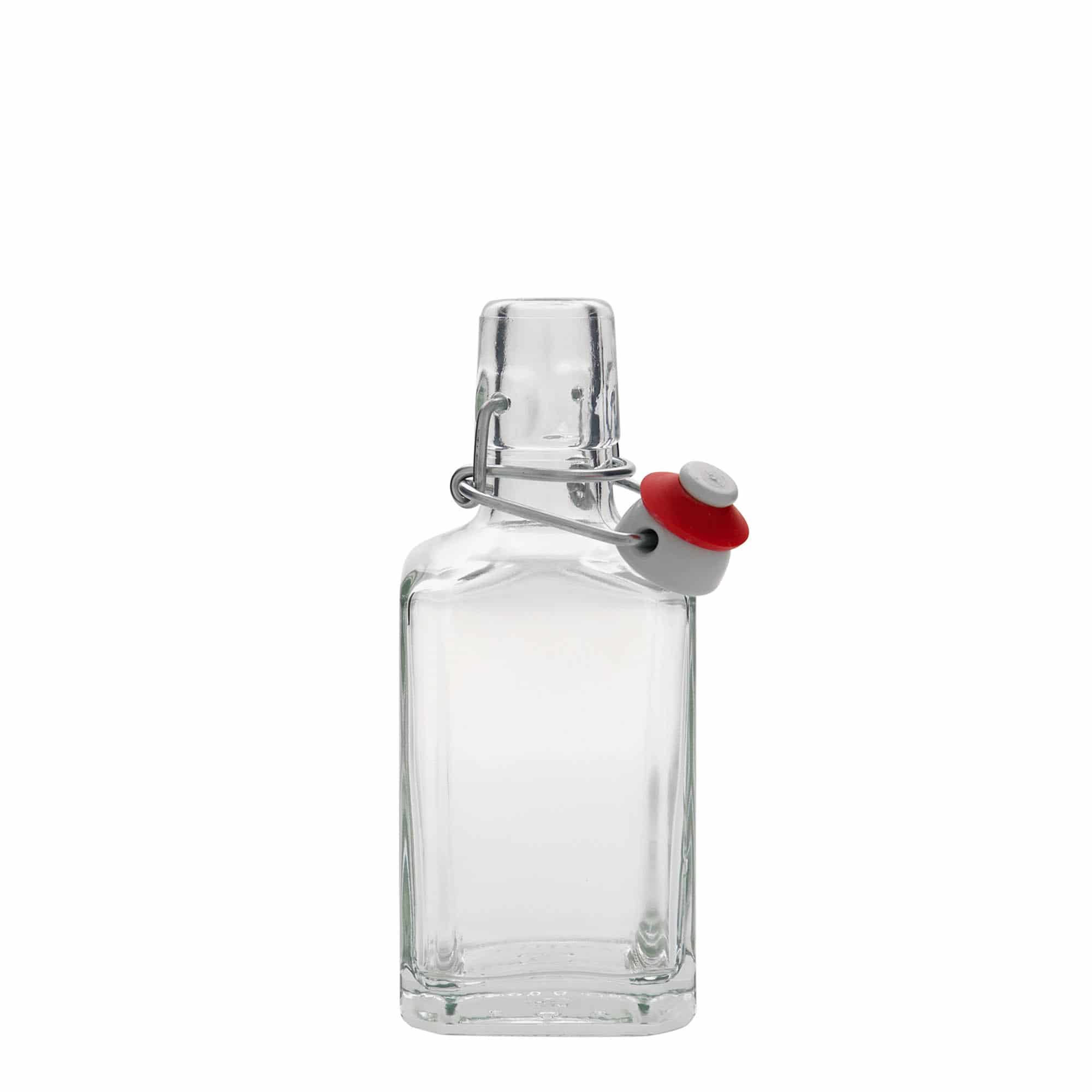 250 ml glassflaske "Rialto", kvadratisk, åpning: Bøylelokk