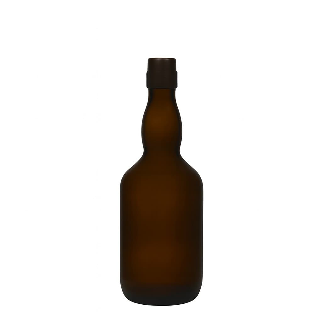 500 ml ølflaske med kragehals, glass, antikkgrønn, åpning: patentkork