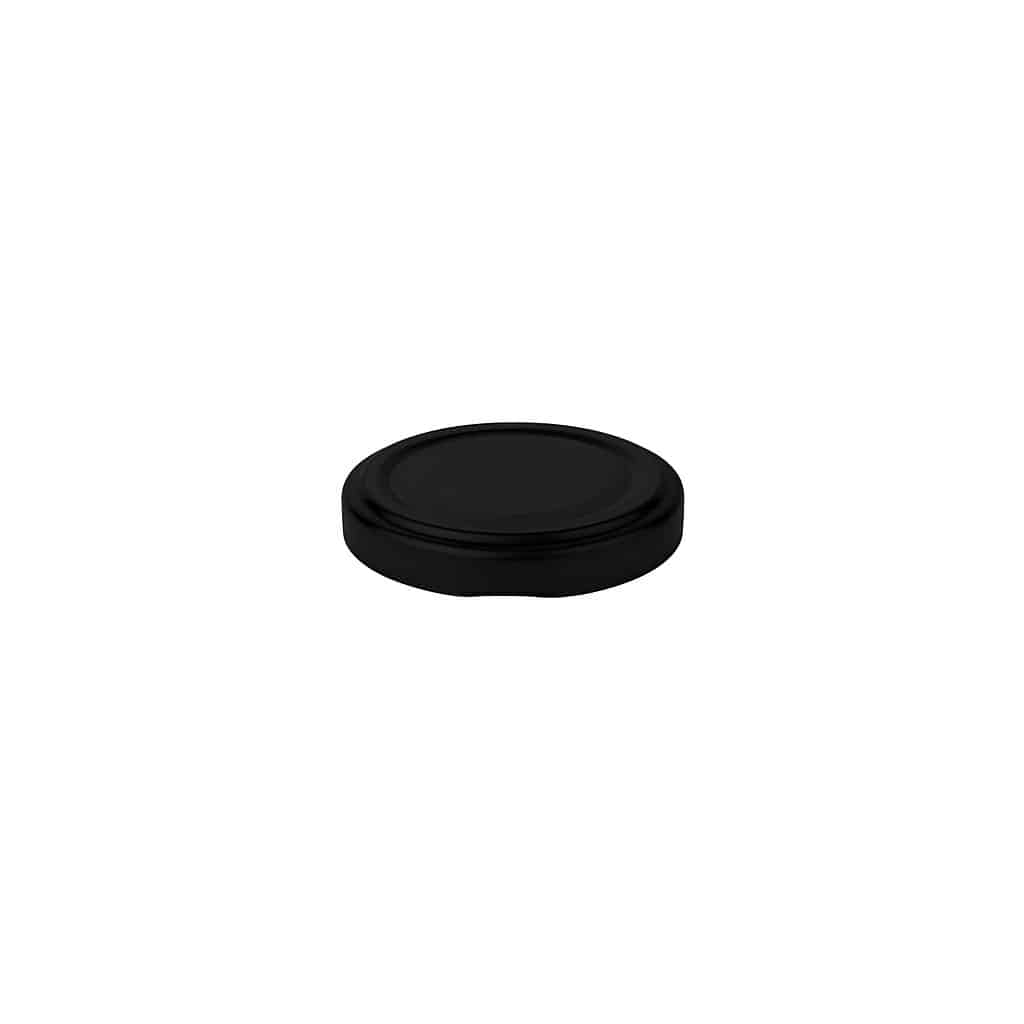 Twist-Off-lokk, hvit blikkplate, svart, for åpning: TO 48 Twist-Off-lokk, hvit blikkplate, svart, for åpning: TO 48