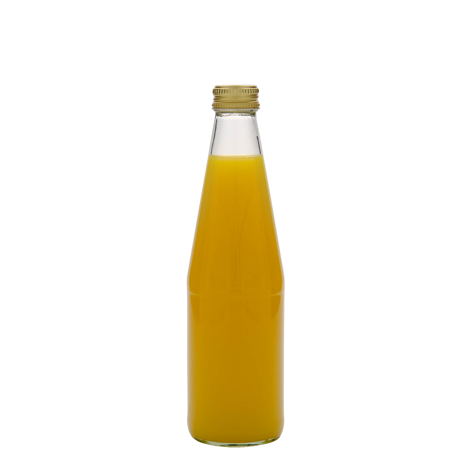 330 ml universell flaske gulrotform, glass, munnstykke: PP 28