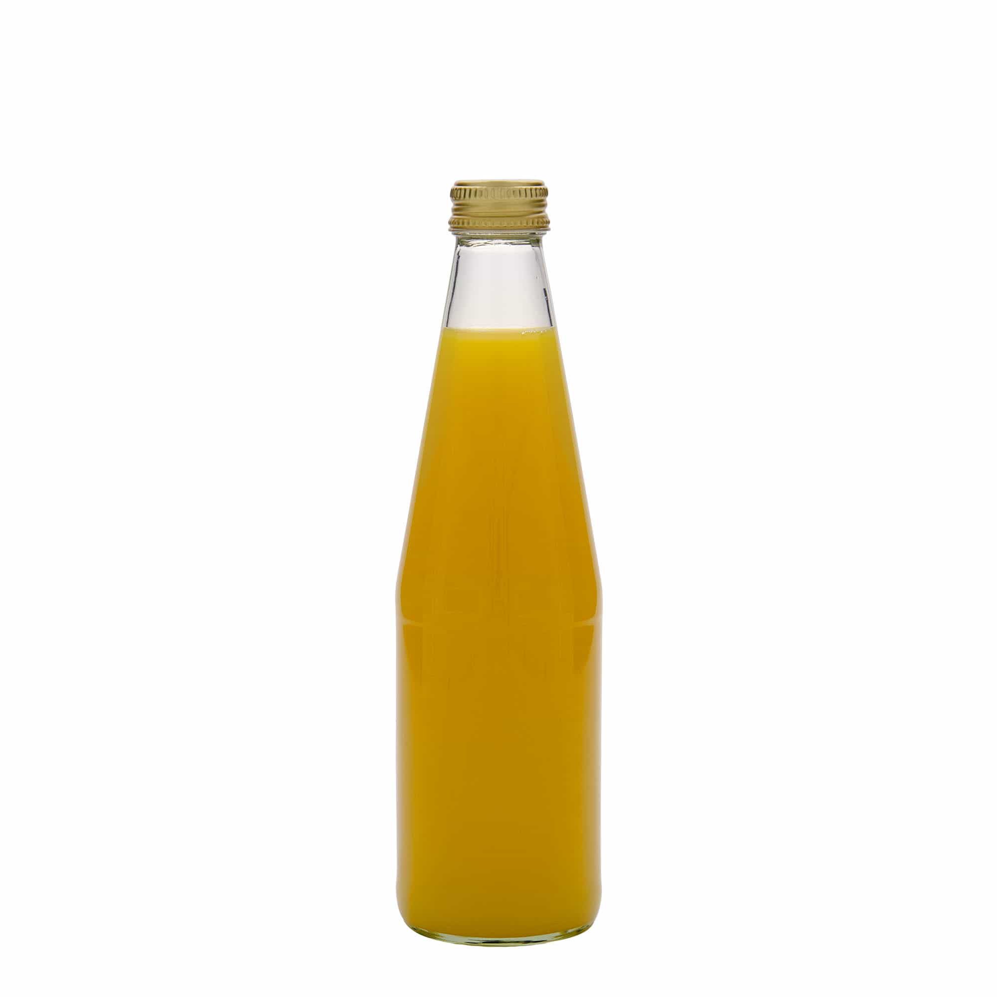 330 ml universell flaske gulrotform, glass, munnstykke: PP 28