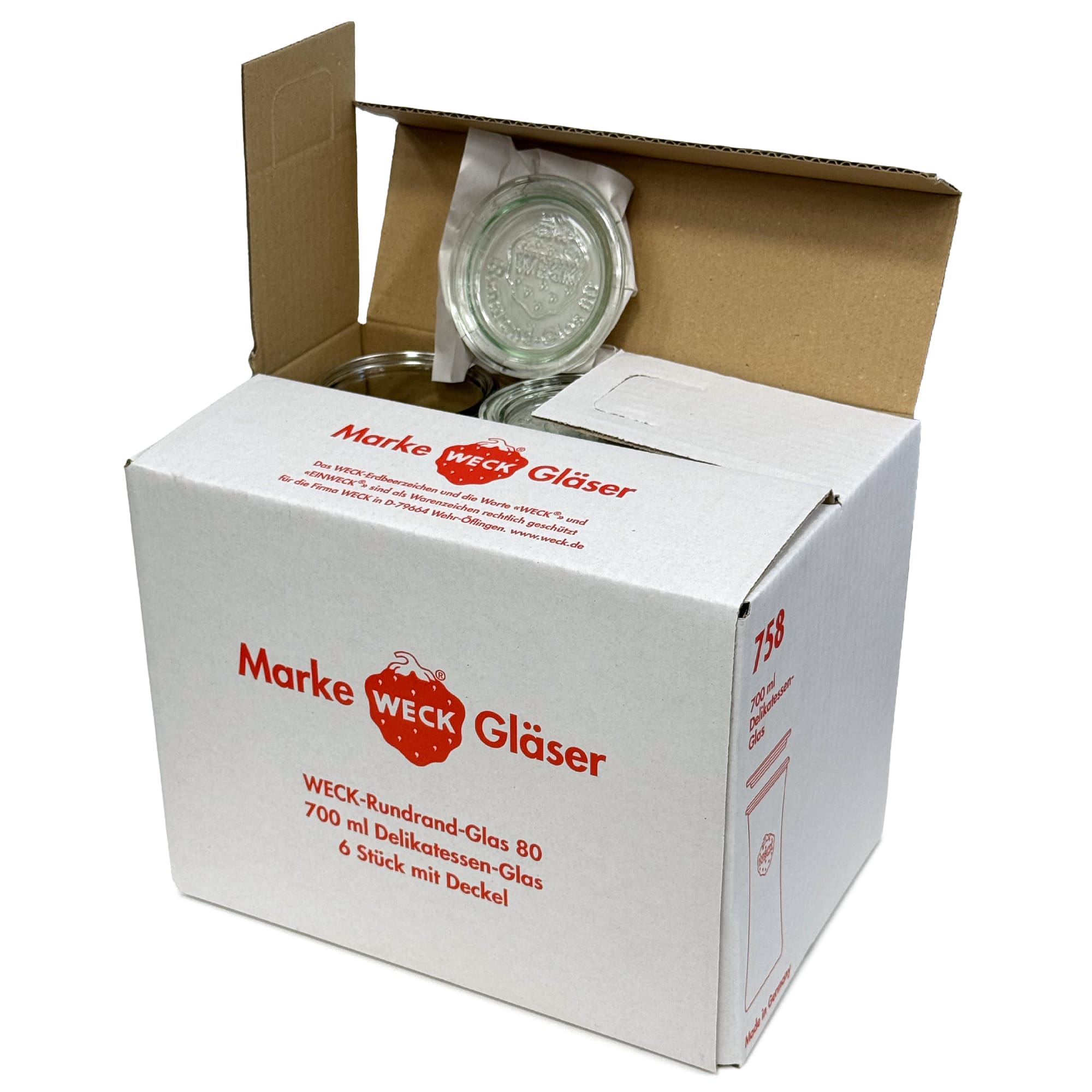 6x 730 ml WECK-gourmetglass med glasslokk RR 80