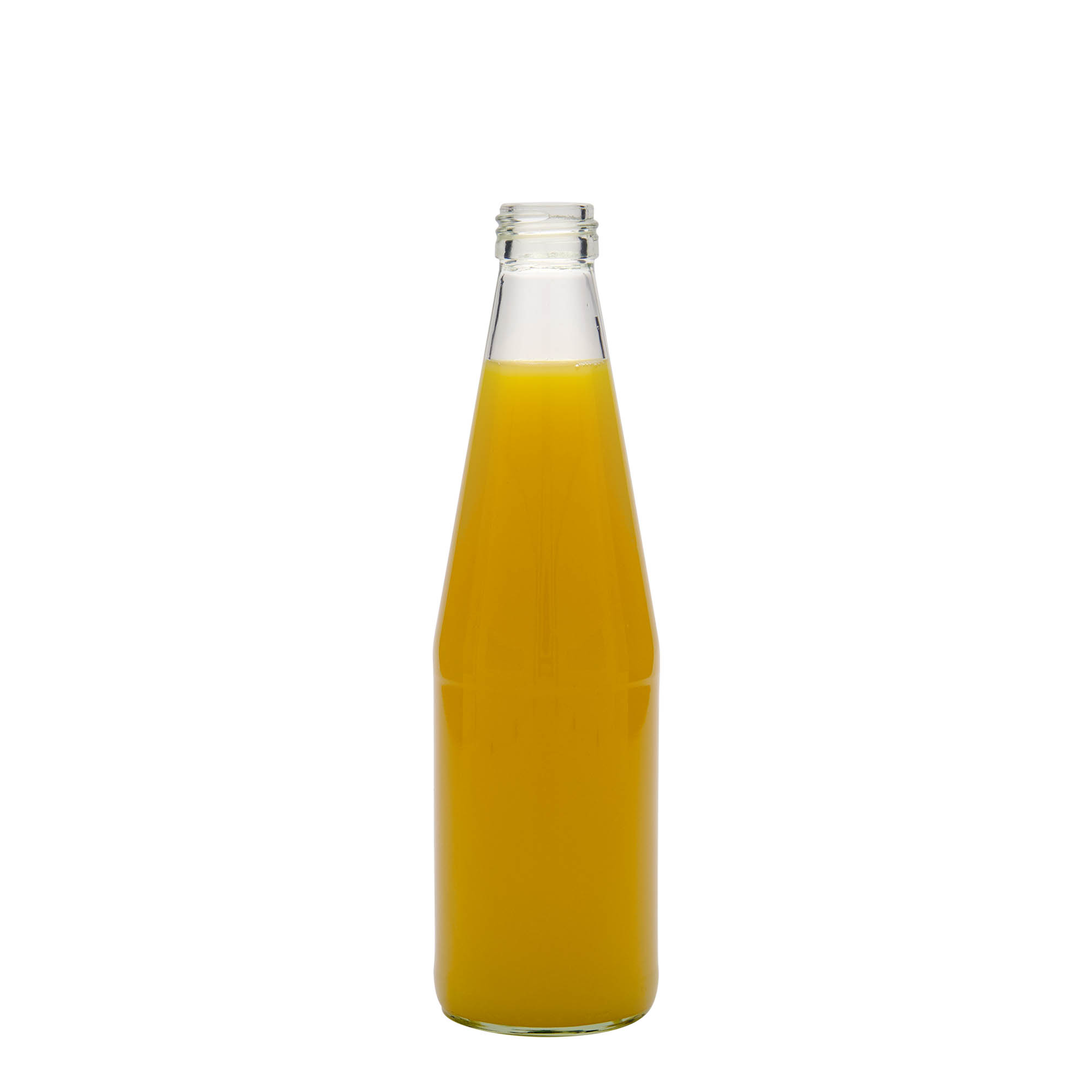 330 ml universalflaske med gulrotform, glass, åpning: PP 28