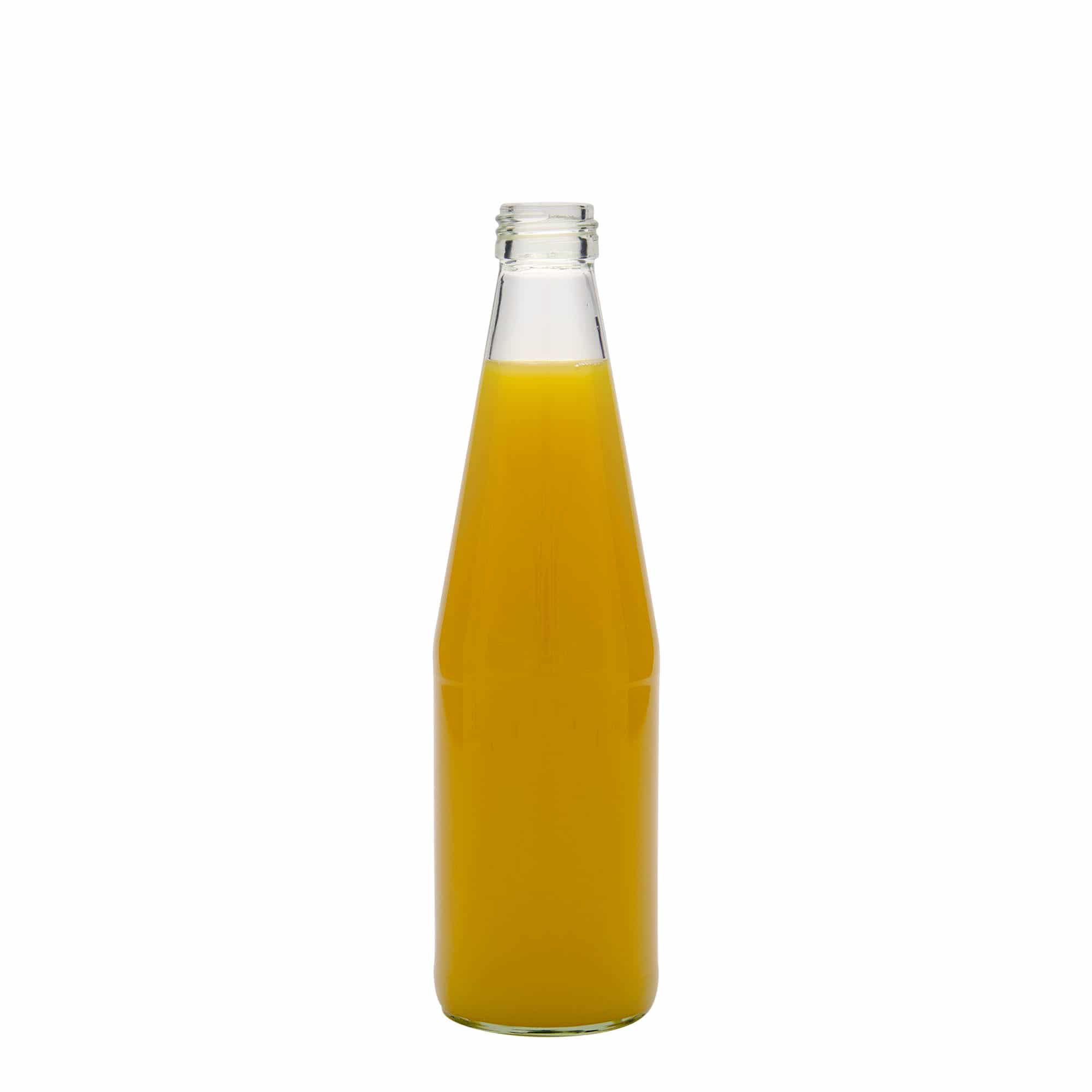 330 ml universell flaske gulrotform, glass, munnstykke: PP 28