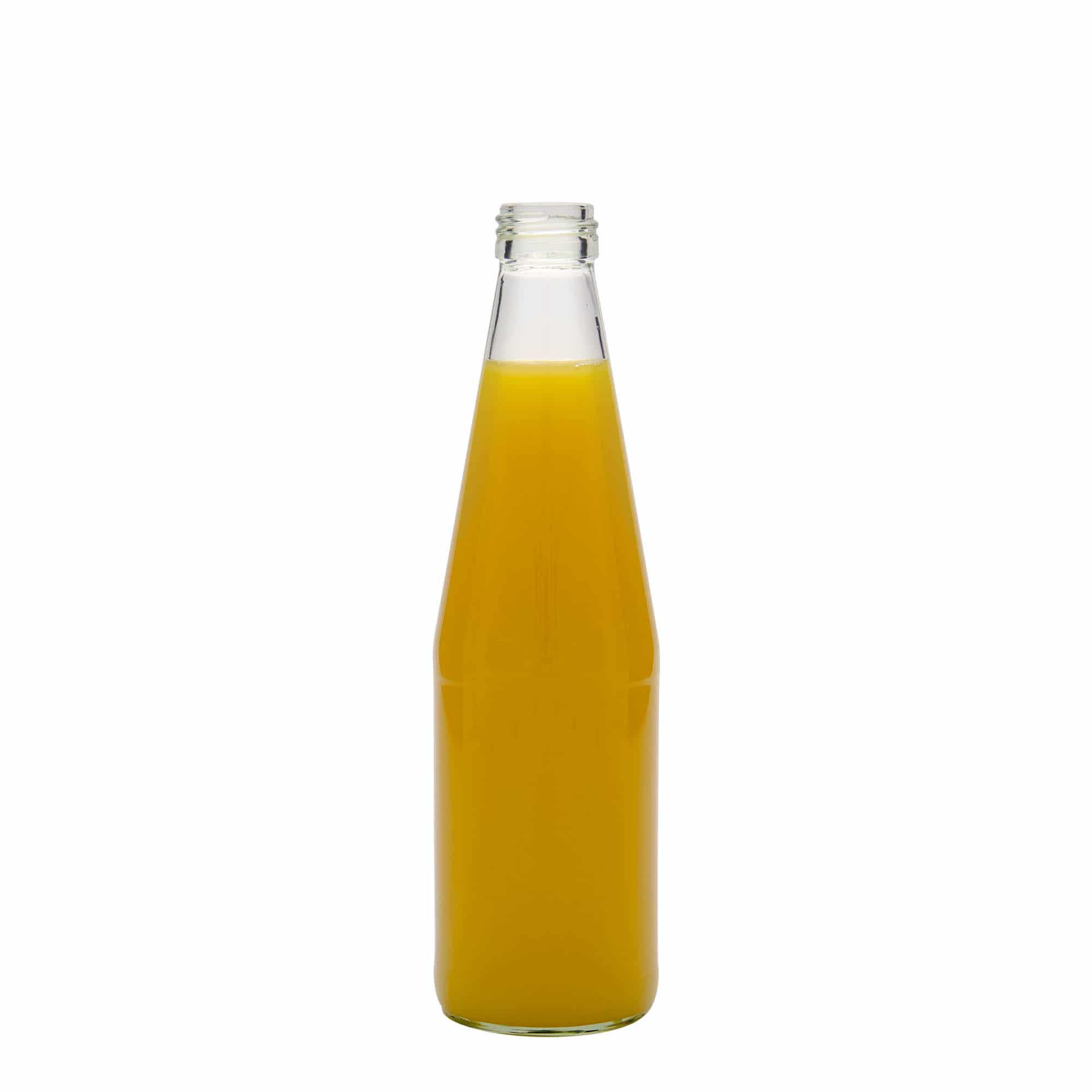 330 ml universell flaske gulrotform, glass, munnstykke: PP 28