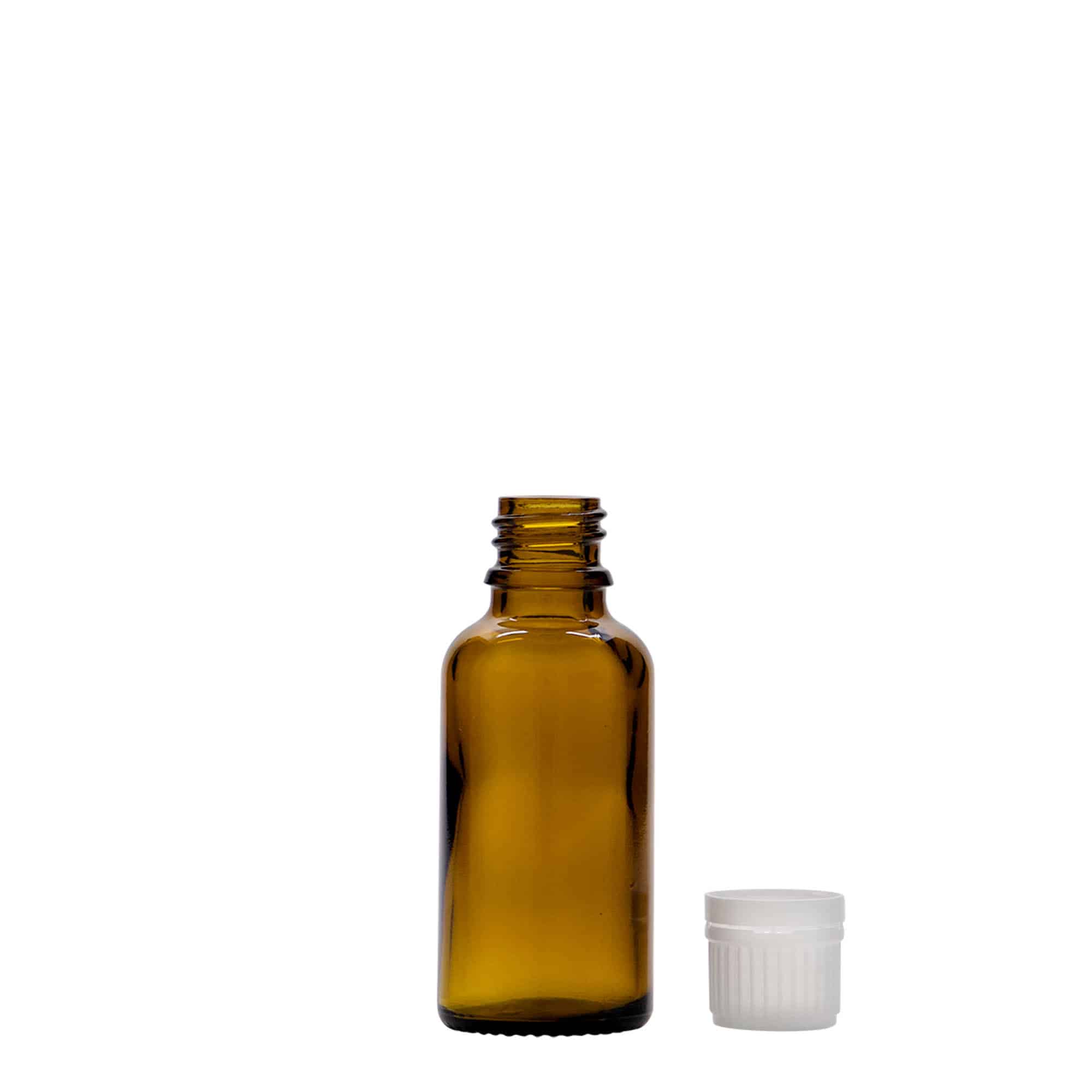 30 ml medisinflaske, glass, brun, åpning: DIN 18