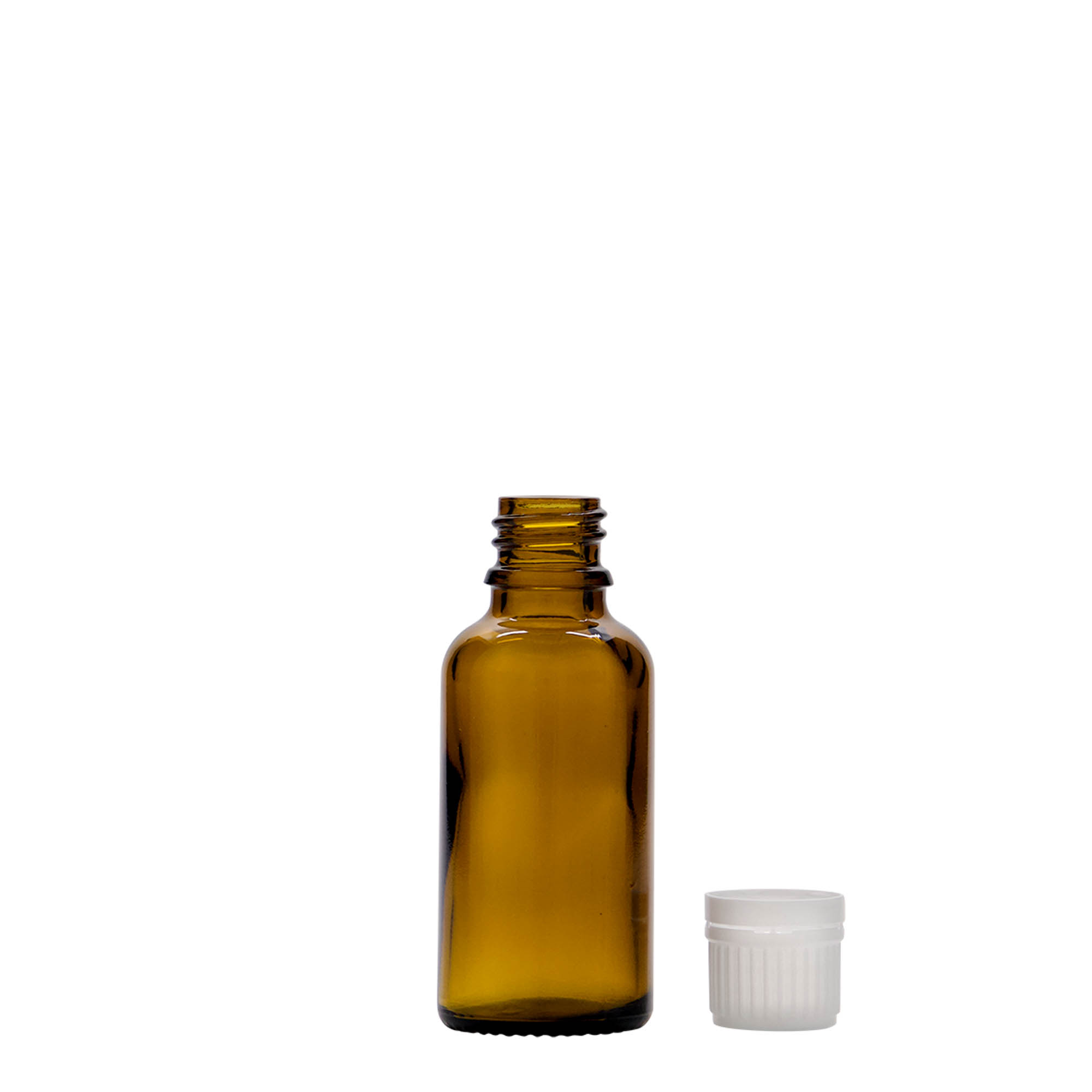 30 ml medisinsk flaske, glass, brun, åpning: DIN 18