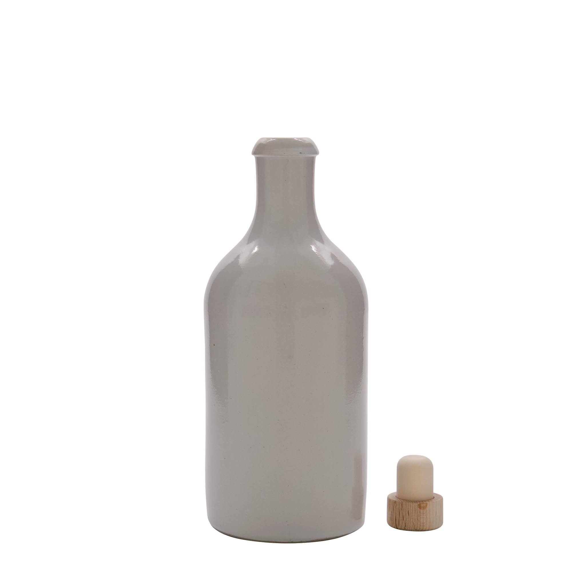 500 ml tonkrukke, steingods, hvit, åpning: kork 500 ml tonkrukke, steingods, hvit, åpning: kork