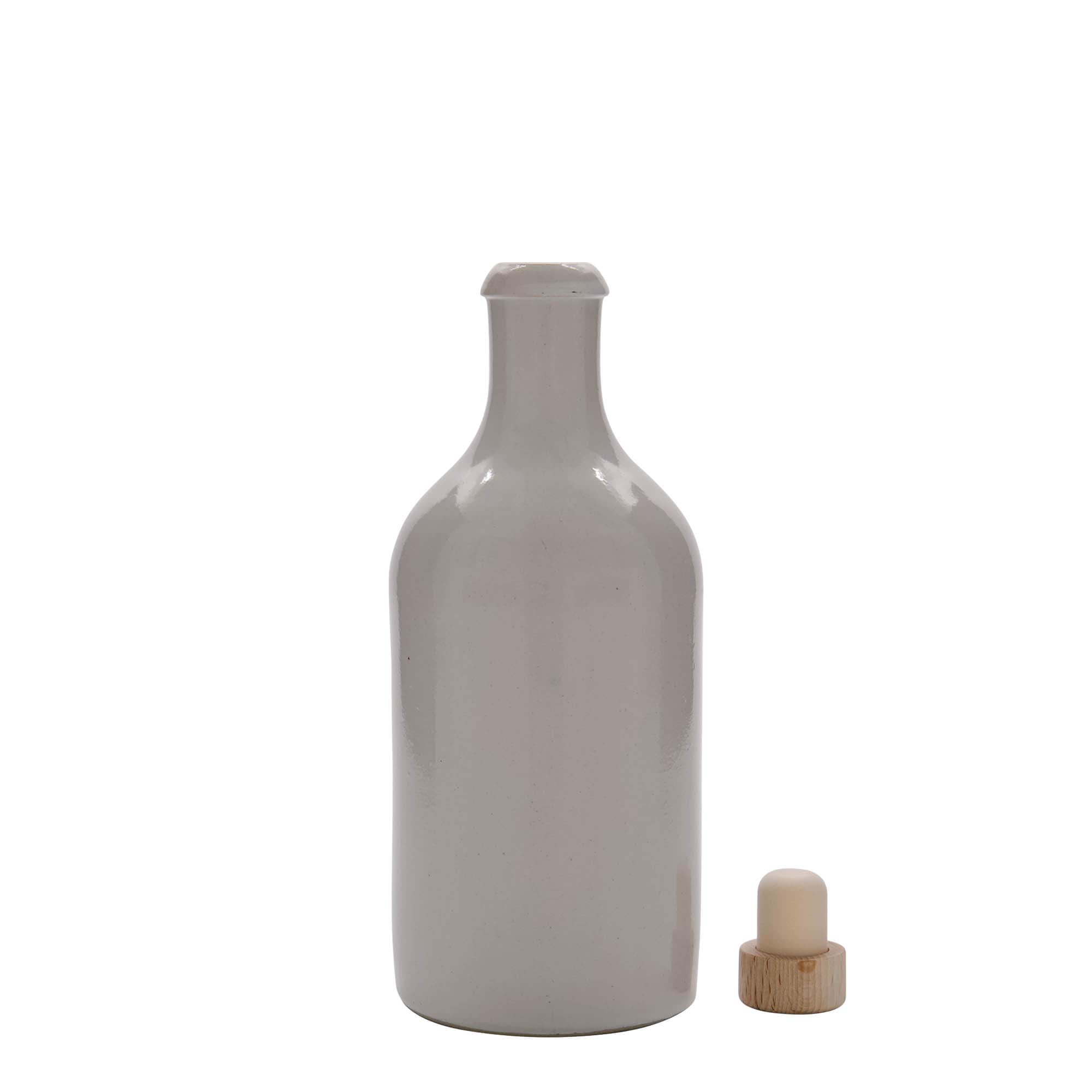 500 ml tonkrukke, steingods, hvit, åpning: kork