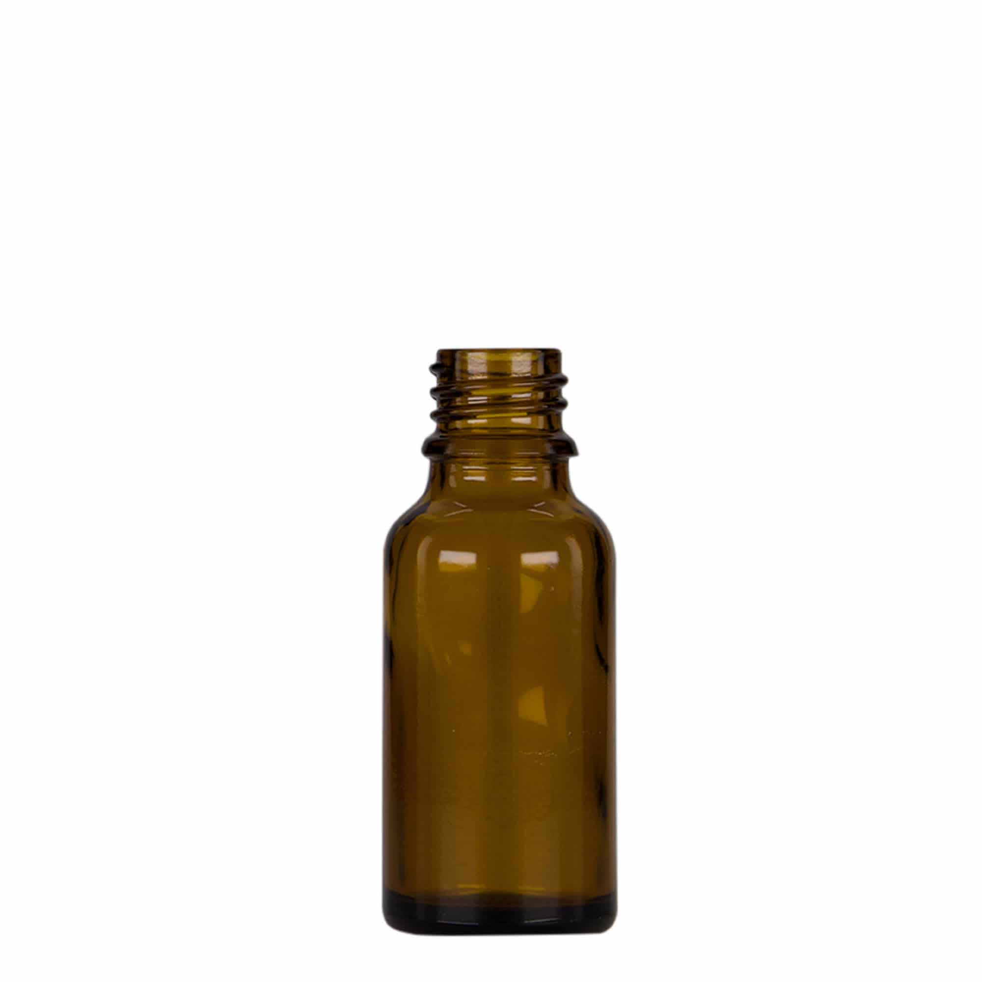 20 ml pipetteflaske medisin, glass, brun-svart, åpning: DIN 18