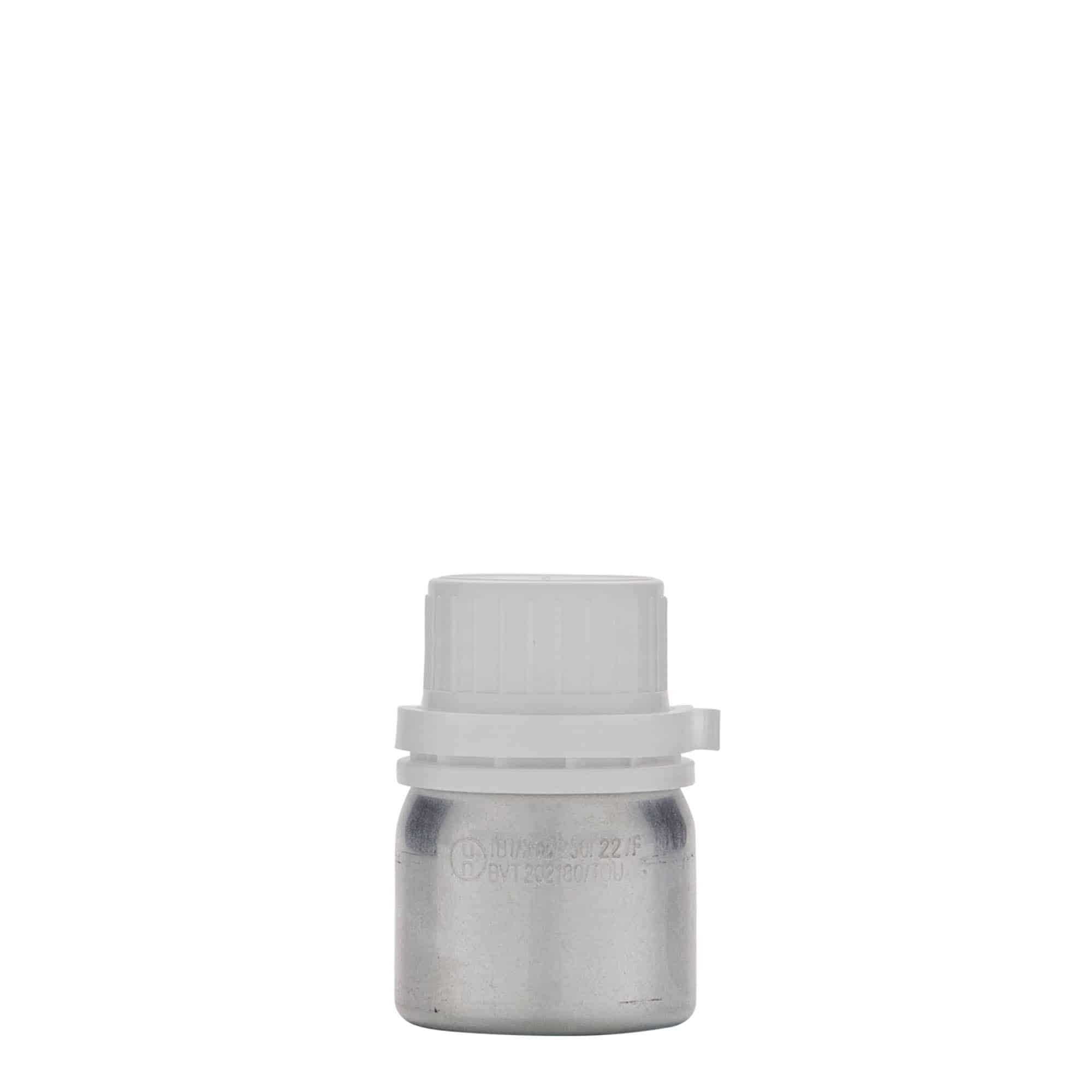 50 ml aluminiumsflaske, metall, sølv, åpning: DIN 32