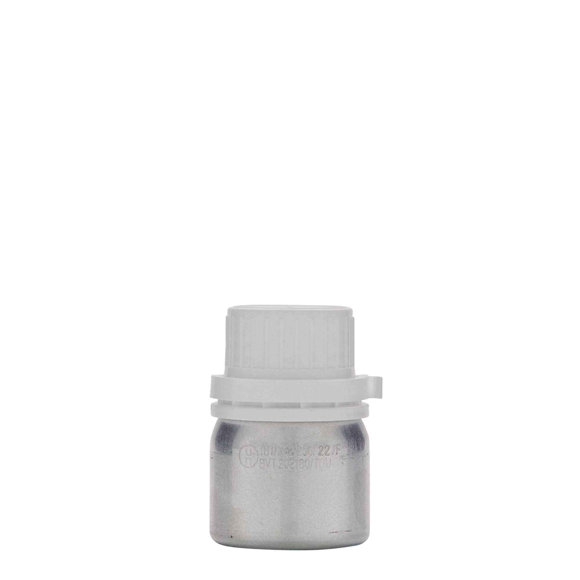 50 ml aluminiumsflaske, metall, sølv, åpning: DIN 32