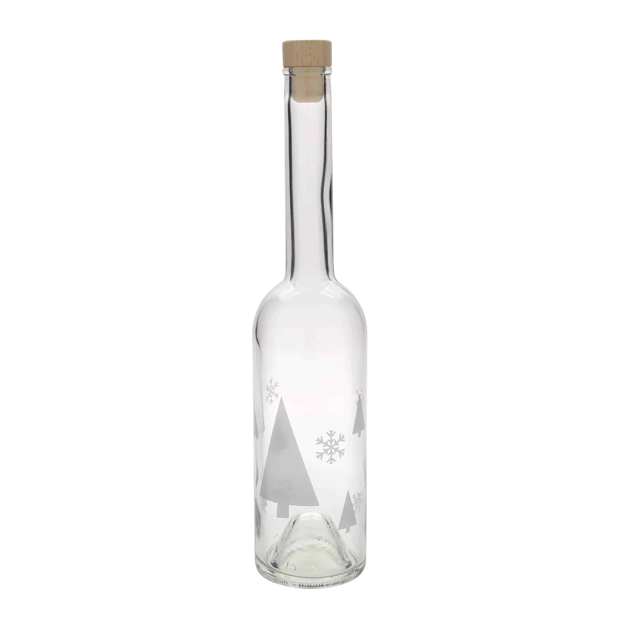 500 ml glassflaske "Opera", motiv: Snøfnugg, åpning: Kork