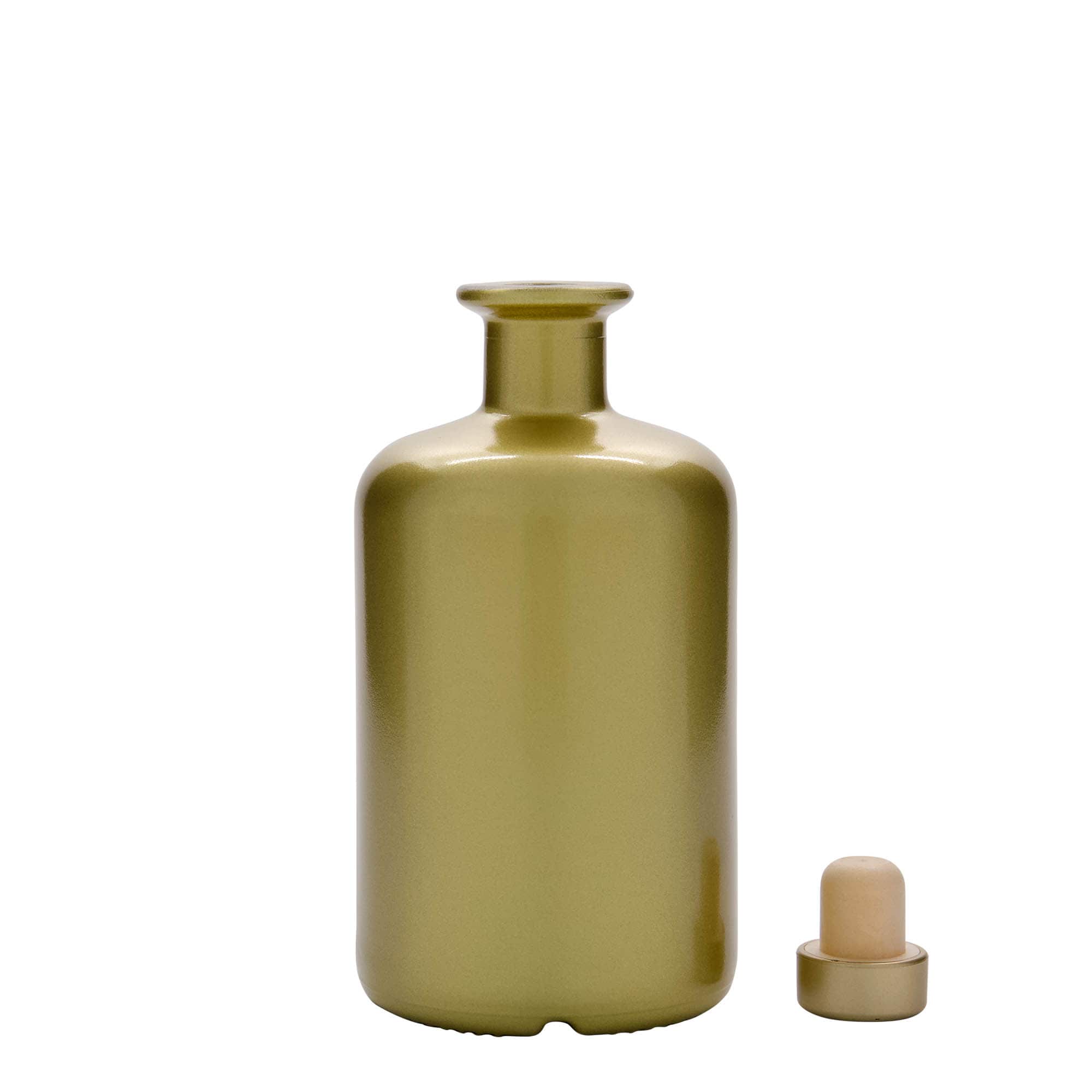 500 ml glassflaske apotekerglass, gull, åpning: kork