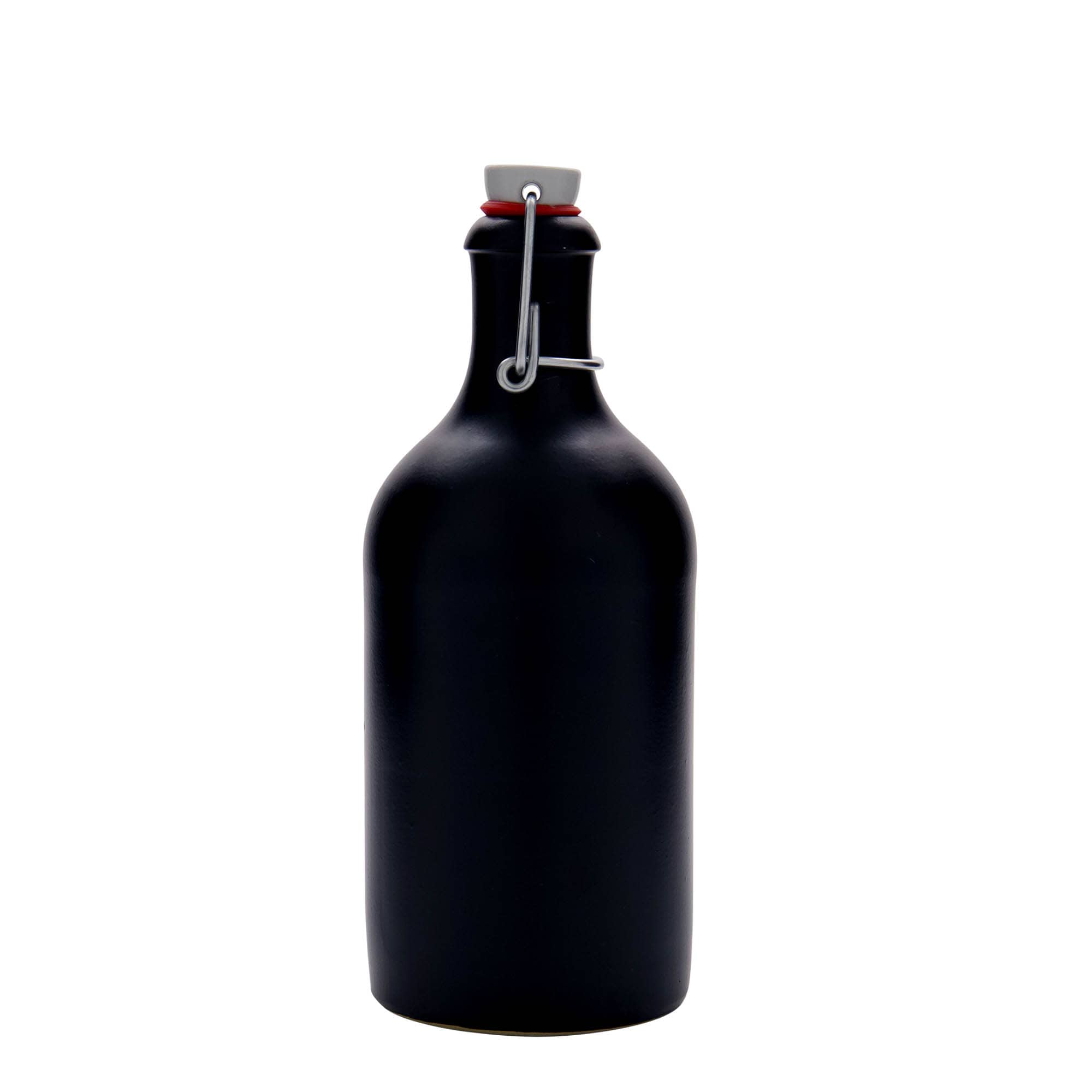 500 ml leirkrus, steintøy, svart, åpning: Kork