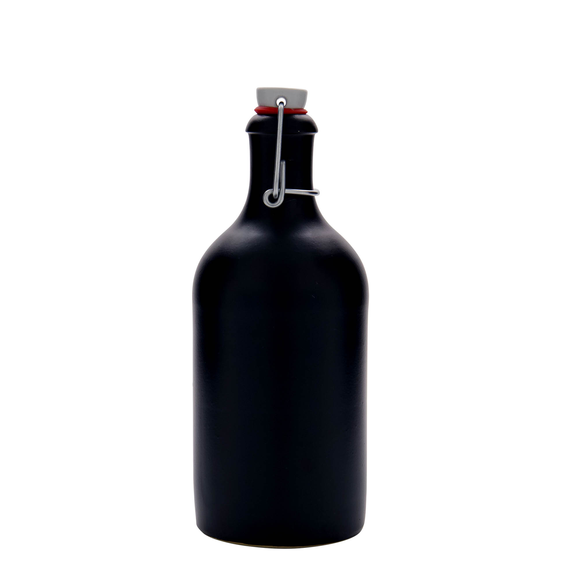 500 ml tonkrukke, steingods, svart, åpning: klemmeforsegling