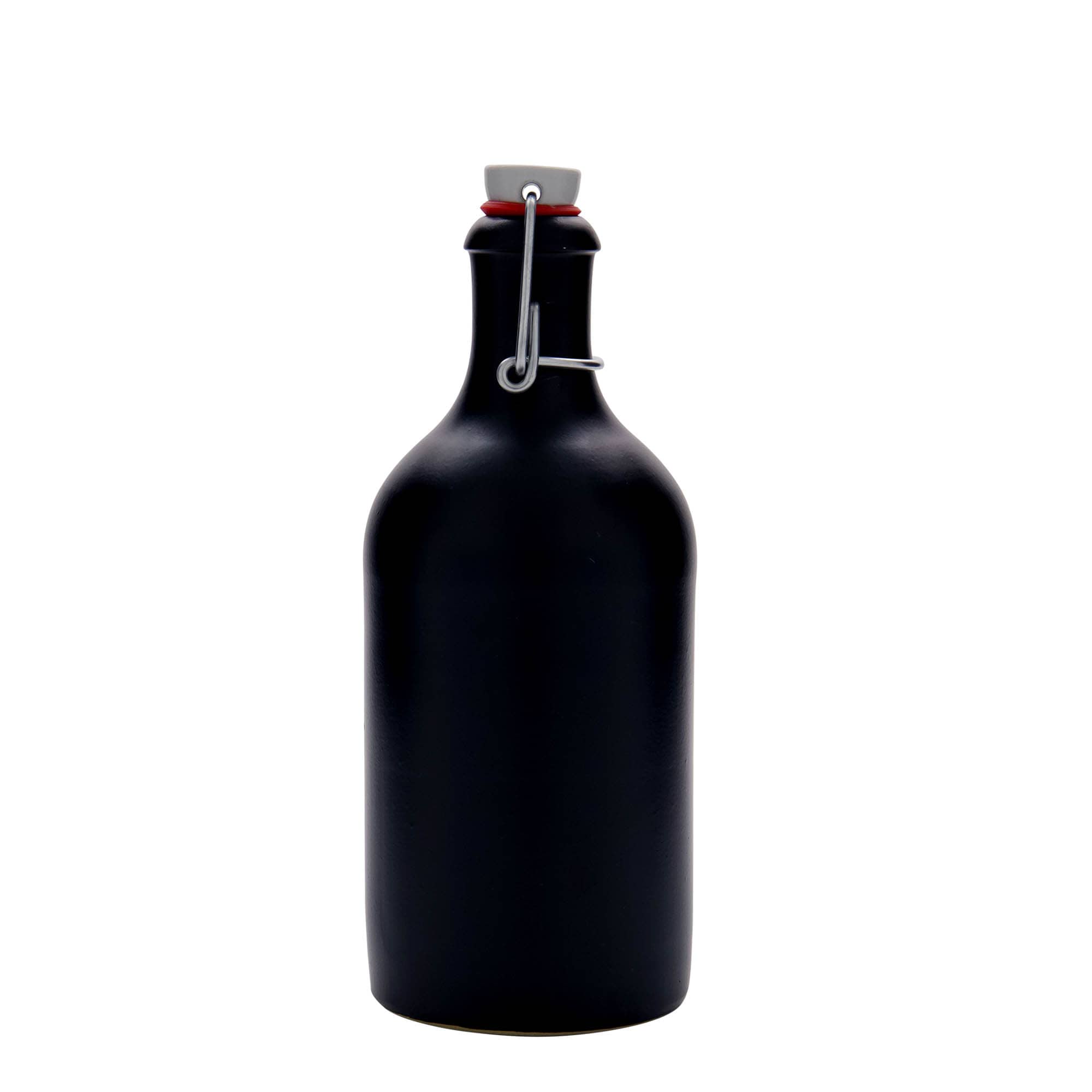 500 ml tonkrukke, steingods, svart, åpning: klemmeforsegling
