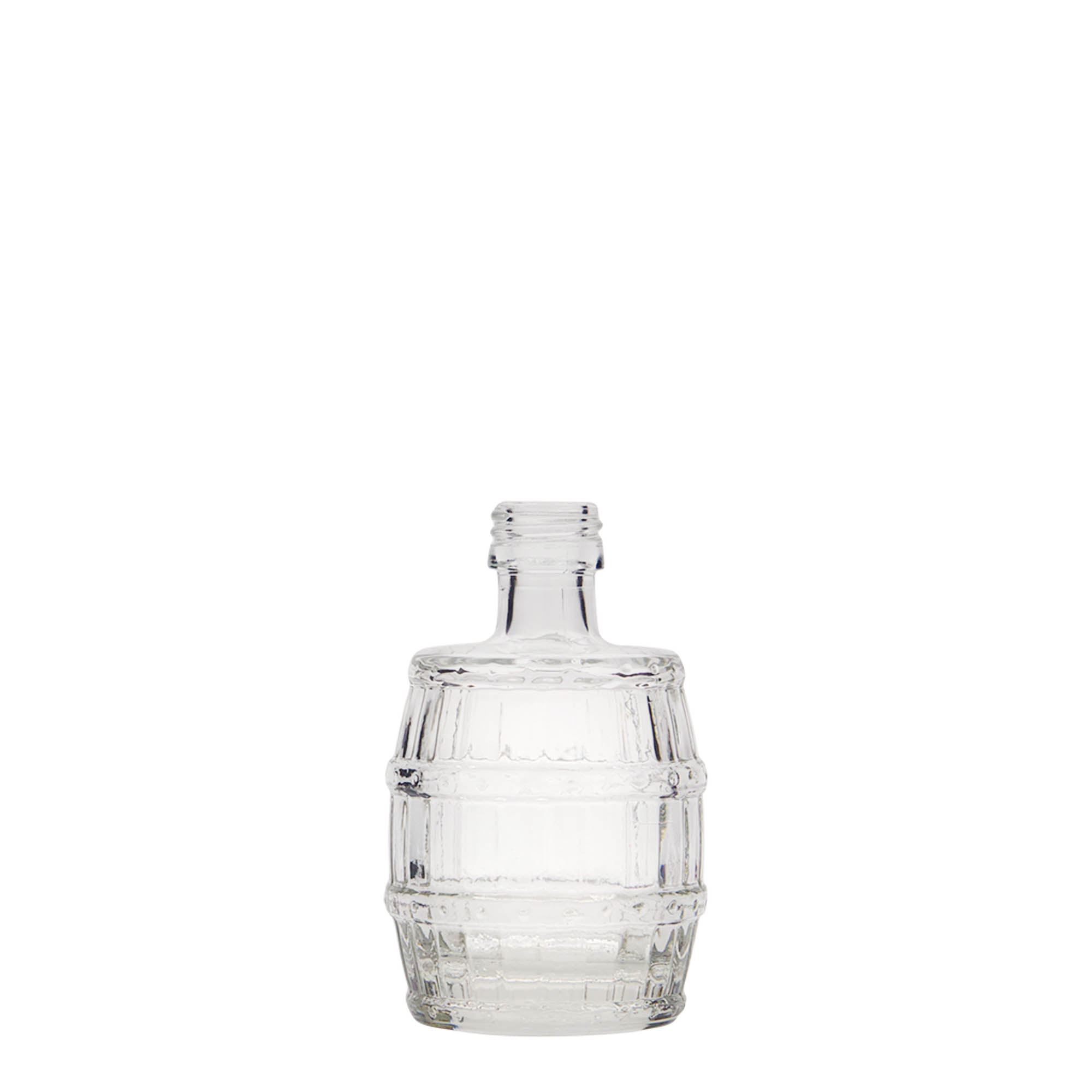 50 ml glassflaske 'Tønne', åpning: PP 18
