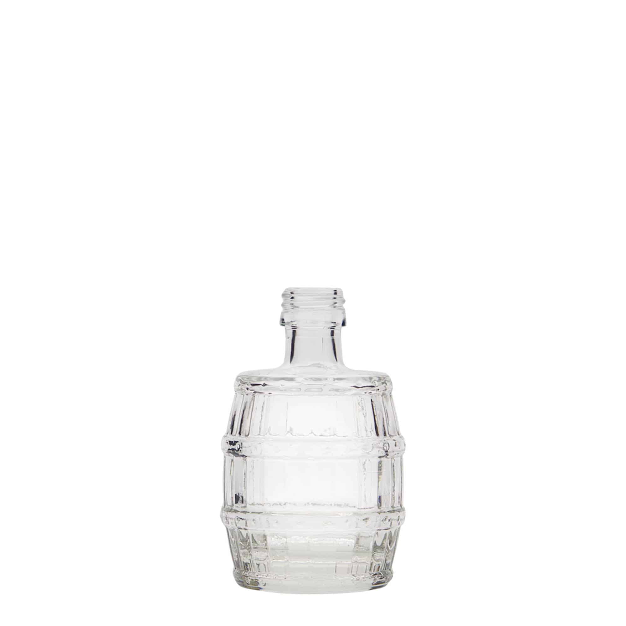 50 ml glassflaske 'Tønne', åpning: PP 18
