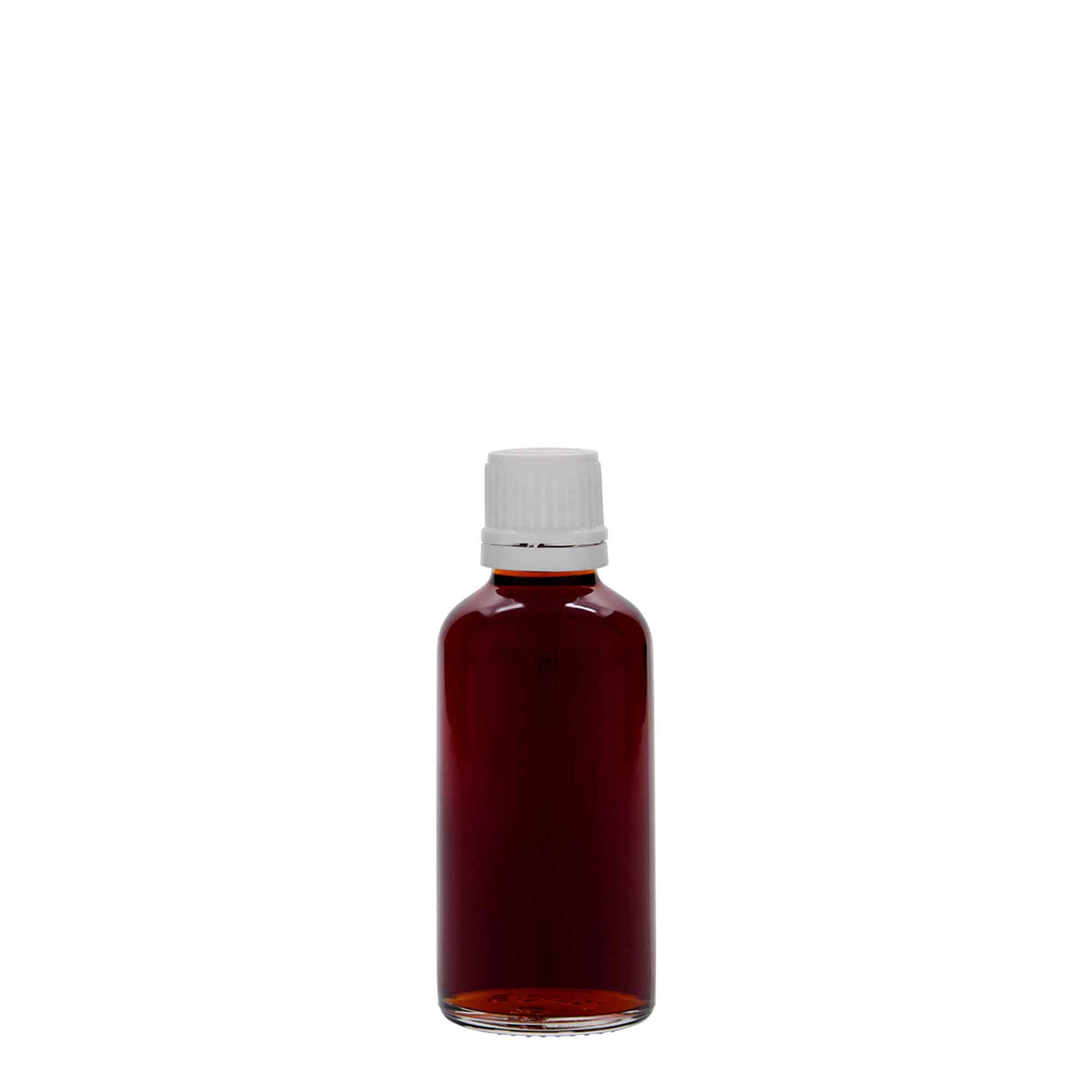 50 ml medisinflaske, glass, åpning: DIN 18