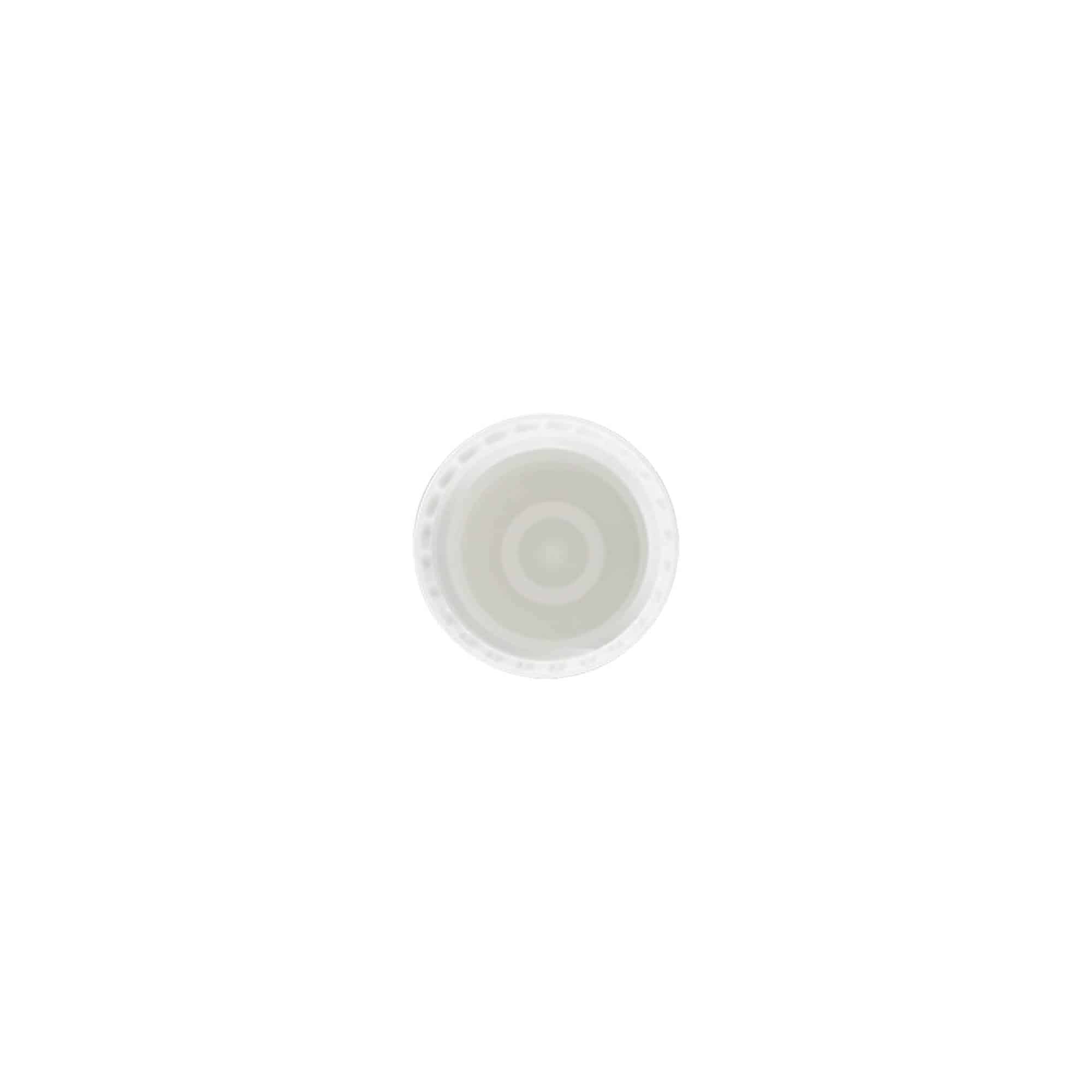 Hette for 10 ml roll-on-flaske, PP-plast, hvit, for åpning: Skrulokk